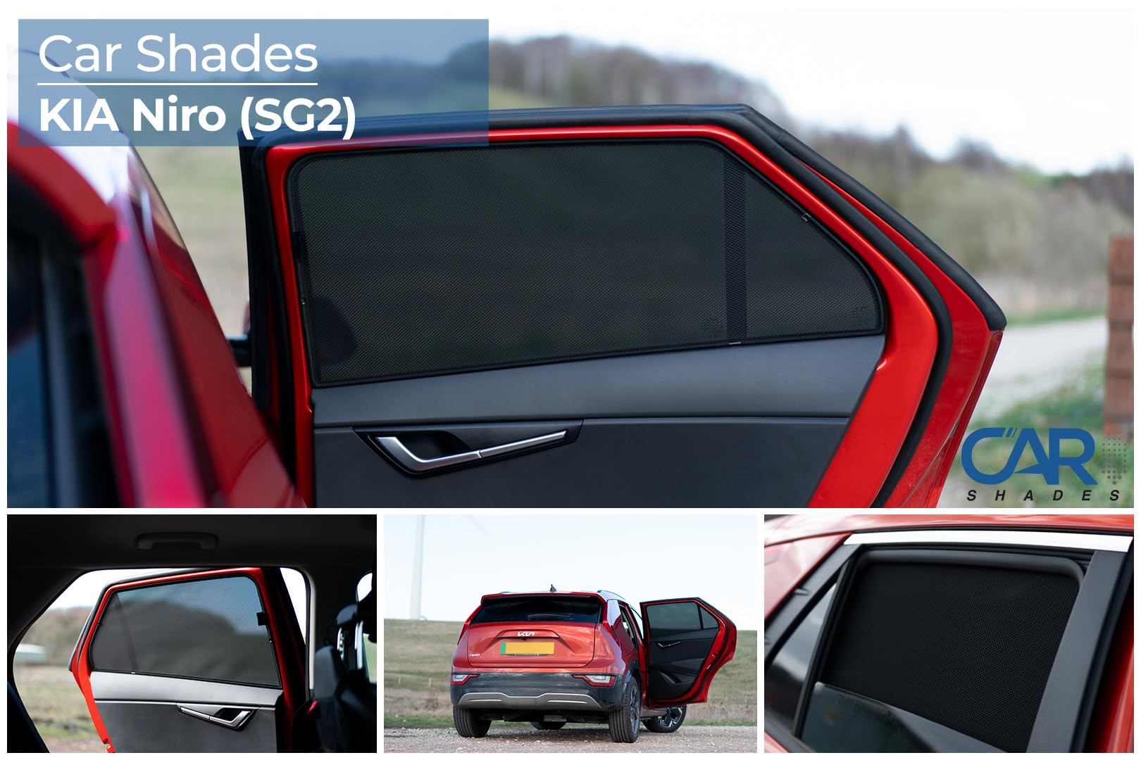 CAR SHADES Juego (Puertas traseras) Compatible con Kia Niro II 2022- (2-Partes) cortinillas Parasol a Medida