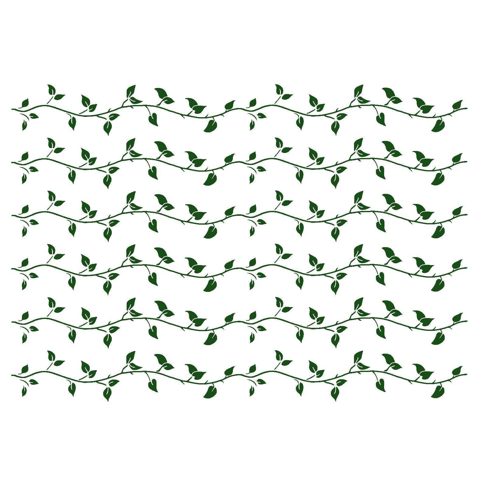 Leaf Vine 6 pcs 5 x 0.5 Inch Green Fused Glass Decals