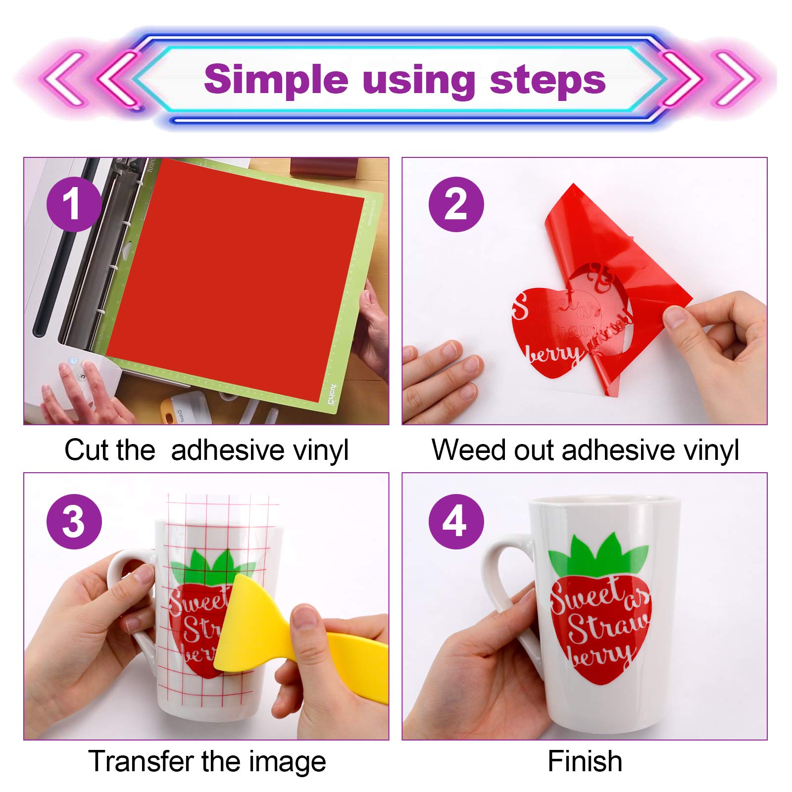 Adhesive Permanent Vinyl for Cricut 60 Pack Adhesive Vinyl 50