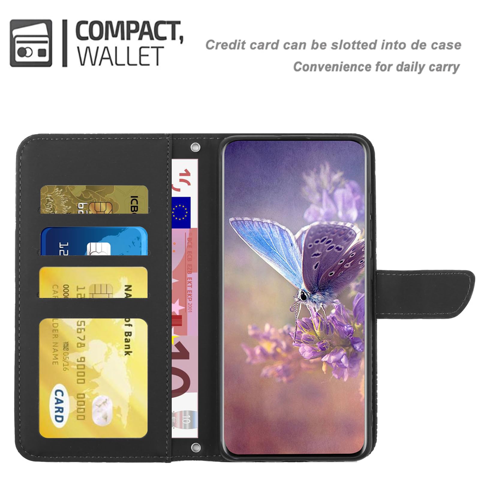 WEIOU Leather Folio Cover per Xiaomi Redmi 10, Goffratura a Farfalla Custodia in Pelle PU Magnetica Libro Flip Portafoglio Case con [Funzione Stand]. Viola Chiaro
