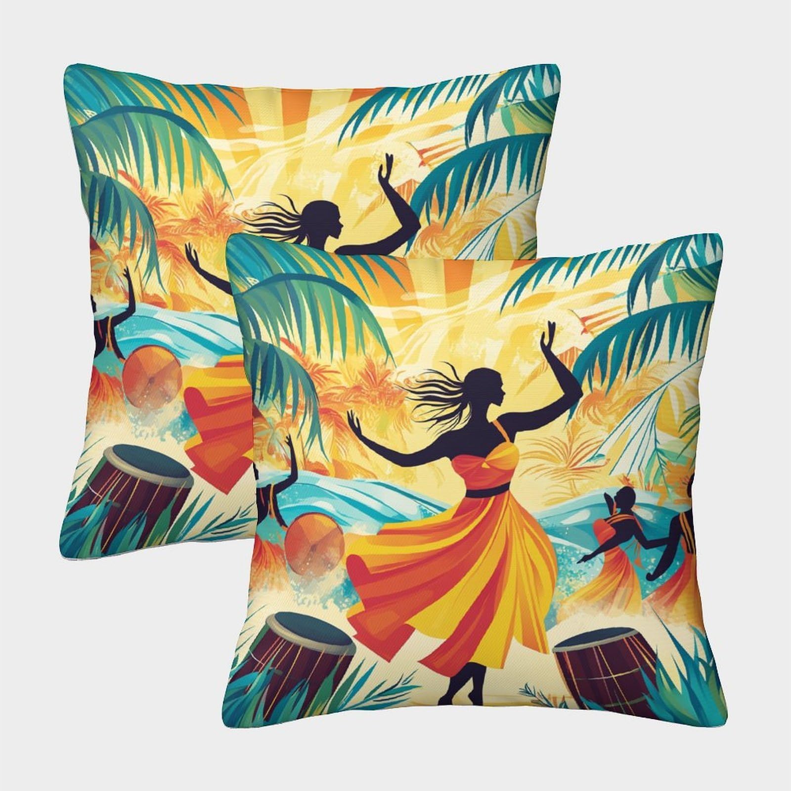 kaiyun 2 Pack 3D Music And Dance of The Antilles Cushion 3D Abstract Musical Notes And Lush Palm Trees Soft Touch Pillowcase,sofa Chair Home Furnishings 50x50cm