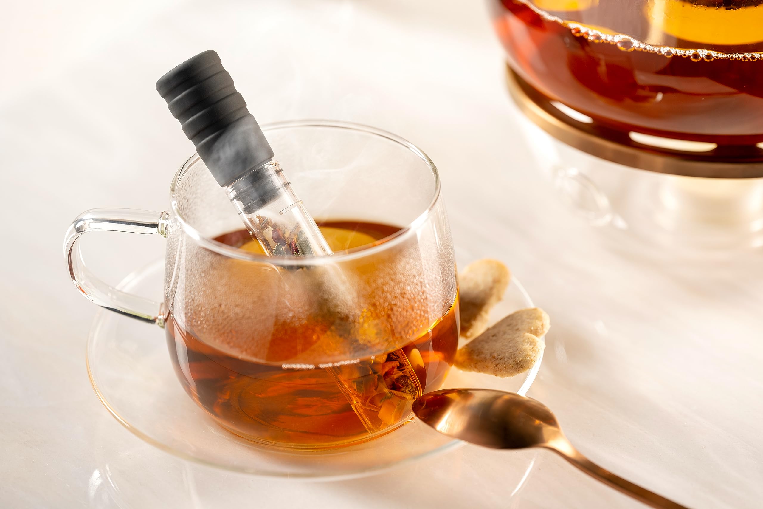 LEONARDO HOME Tè per Te Set di 4 tazze da tè in vetro borosilicato a pareti spesse, realizzate a mano, capacità 450 ml, lavabili in lavastoviglie, 4 bicchieri da tè trasparenti, 077385