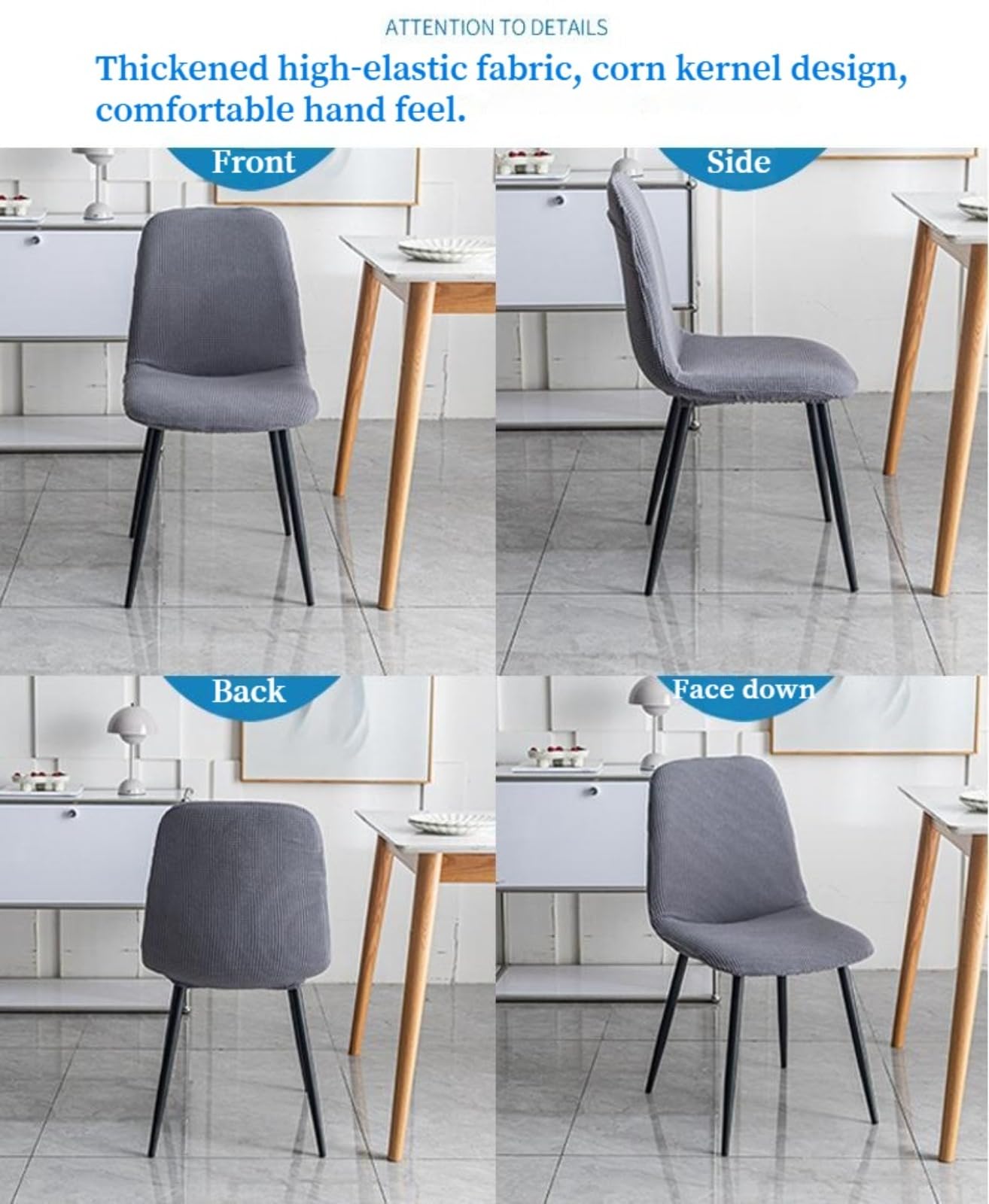 Lot de 4 housses de chaise extensibles élastiques pour salle à manger scandinave nordique - Idéal pour la décoration de la maison, de la cuisine, du salon, de la fête, de l'hôtel