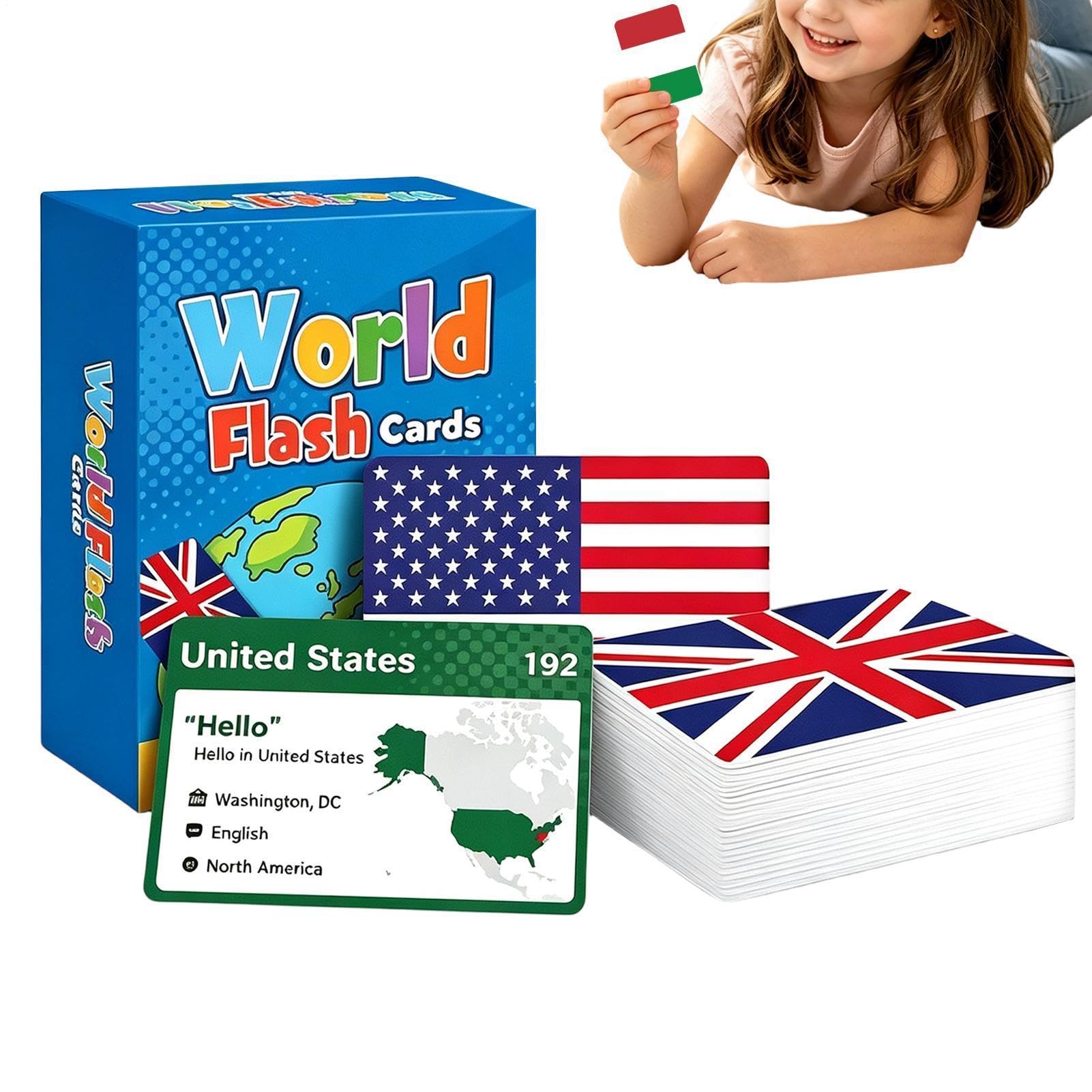 World Flags Flash Cards for Kids 245 Pieces Educational Learning Flash Card