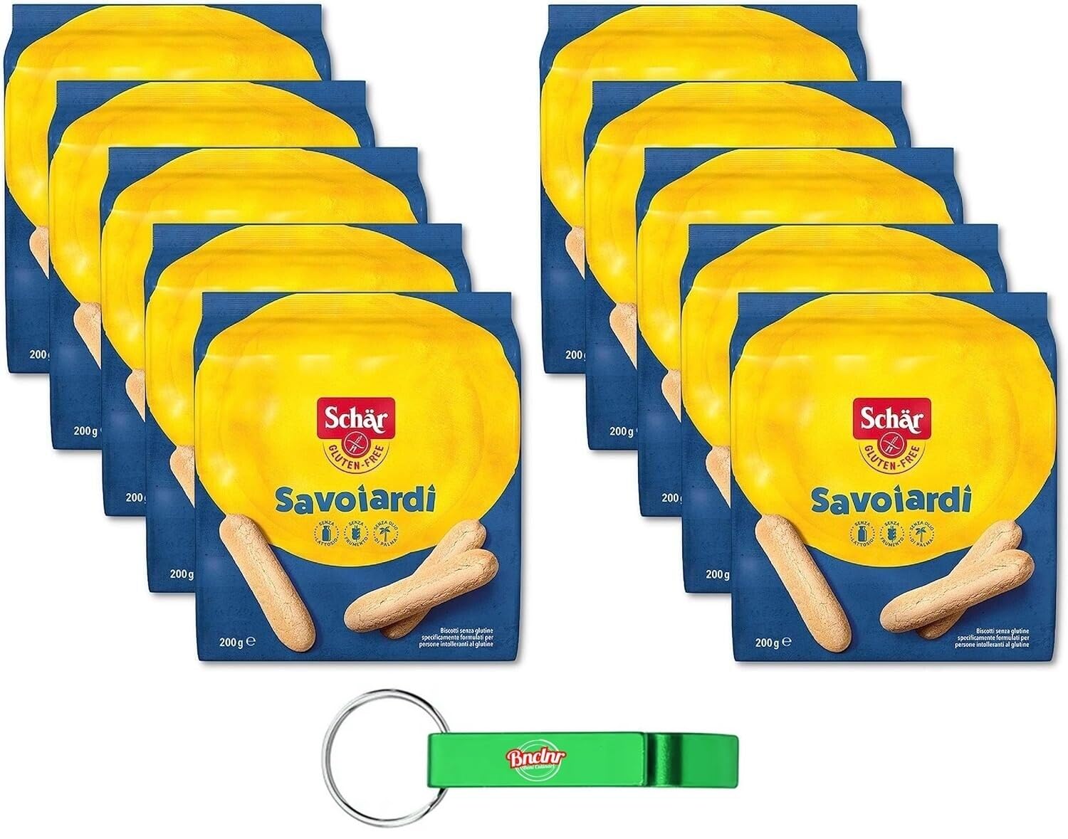 Paquete de 10 galletas sin gluten Savoiardi de 200 g + llavero Beni Culinari