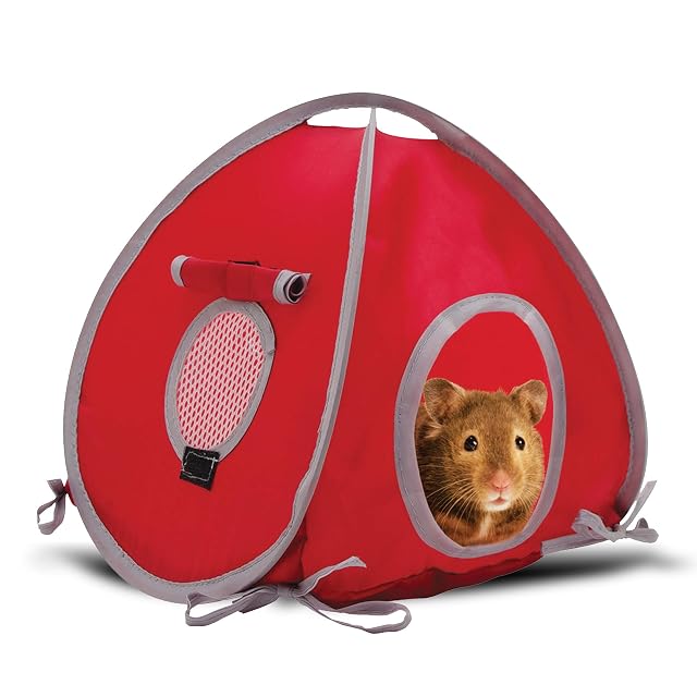 Escondite Tienda de campaña para pequeños Animales Living World, Pequeña, Rojo/Gris