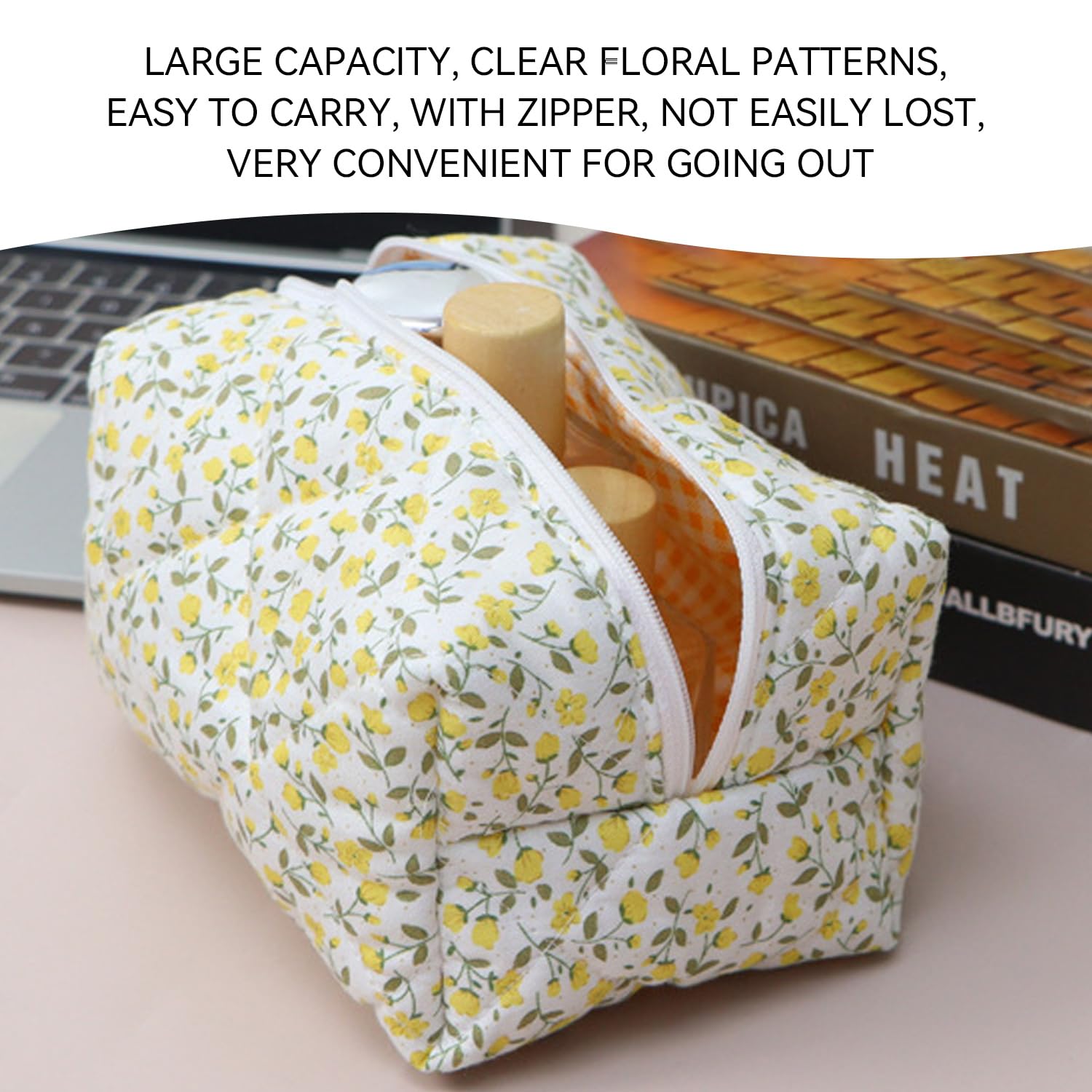 2 Pieces Of Floral Makeup Bag, Ladies Storage Bag, Cute Makeup Bag, Large-Capacity Toiletry Bag, Travel Supplies - Image 4