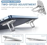 2pcs Alloy Mini Laptop Stand for Desk, Silver Computer Keyboard Stand, Self-Adhesive Invisible Computer Stand for Laptop
