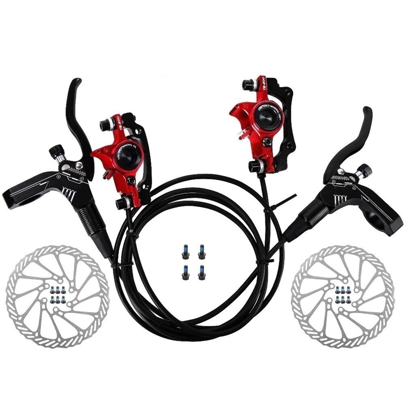 rower tylny bęben hamulcowy tylny bęben hamulcowy Rower MTB hydrauliczny hamulec tarczowy ciśnienie oleju zacisk zaciskowy hamulec 160mm przedni tylny uchwyt A słupek B rower CNC(160MM-RED-RF-LR)