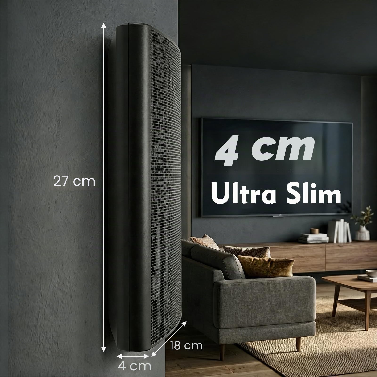 STUDIOFINIX Enceintes murales Ultra Fines 5,25 Pouces 240W, 8 Ohms, Enceintes passives pour Home cinéma intérieur, Chambre, Cuisine, Salon, Noir (Paire)