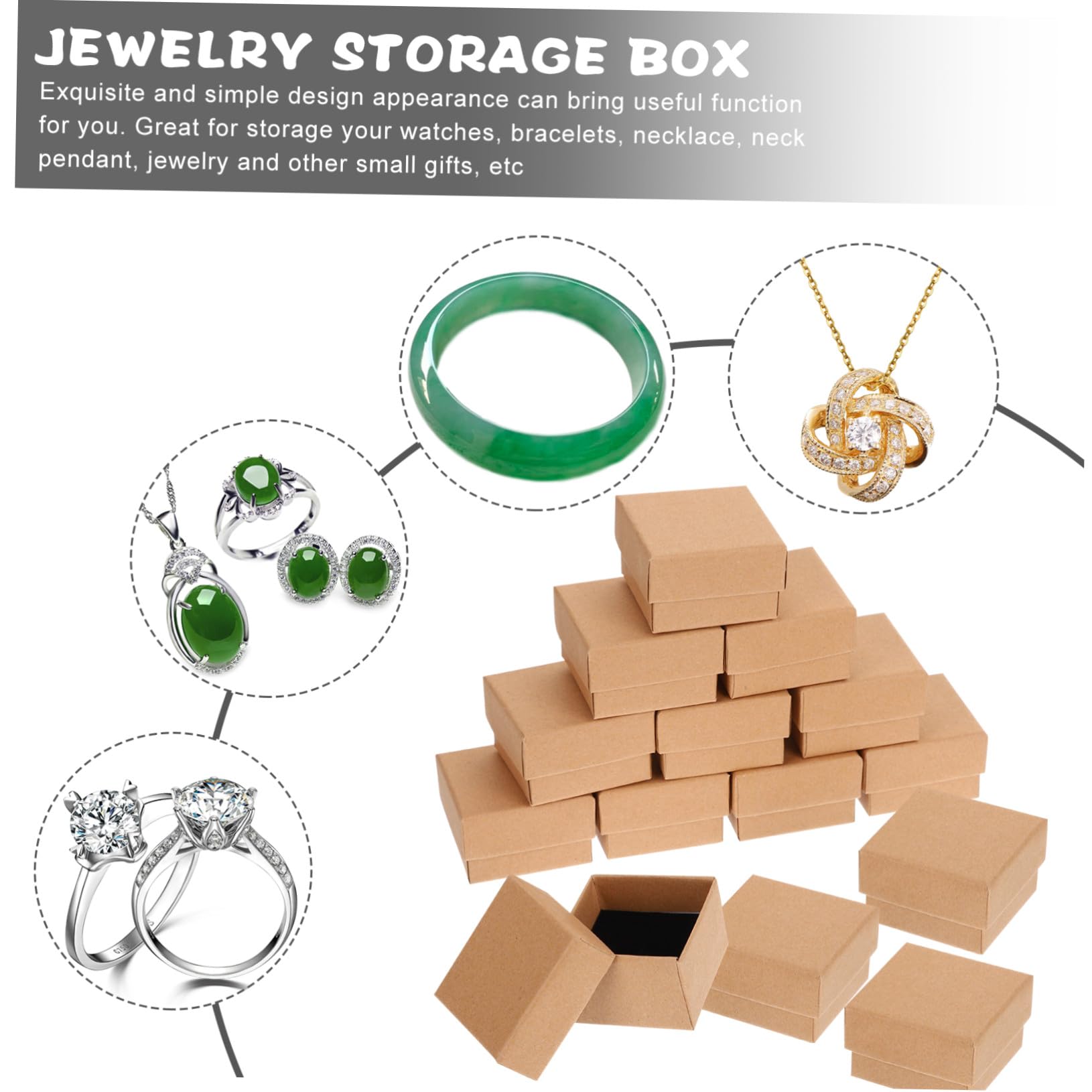 LIOOBO 50 pièces Boîtes à Bijoux Carton Kraft avec Mousse Boîtes de Rangement Compactes pour Bagues Colliers Bracelets Boucles Oreilles Coffrets Cadeaux Pratiques et Résistants
