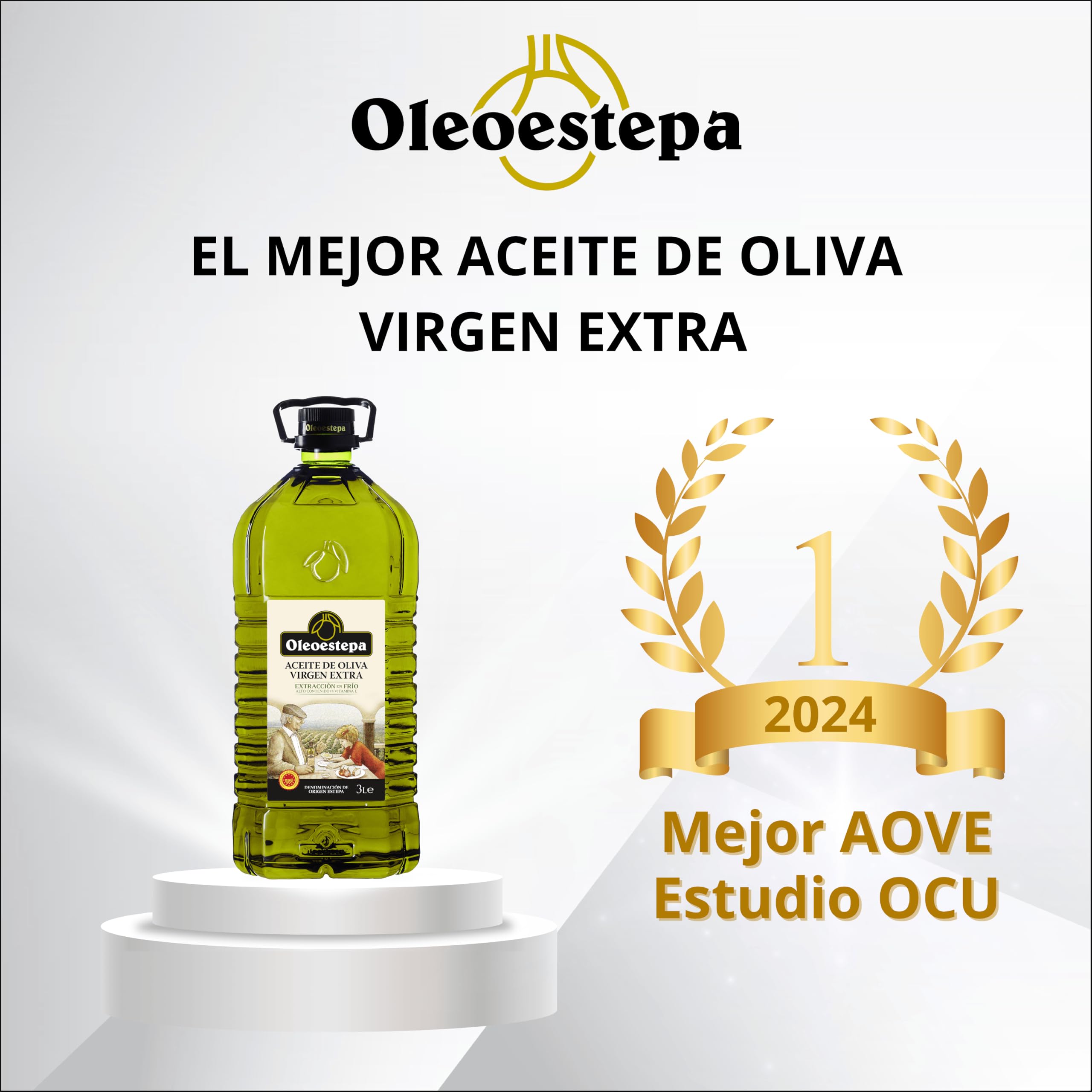 Oleoestepa - Aceite de Oliva Virgen Extra 5L –- Pack 3x5L –- DOP Estepa – Extracción en Frío – Variedades de la Comarca– Producción Sostenible –Frituras, Guisos, Sopas Frías y Escabeches.