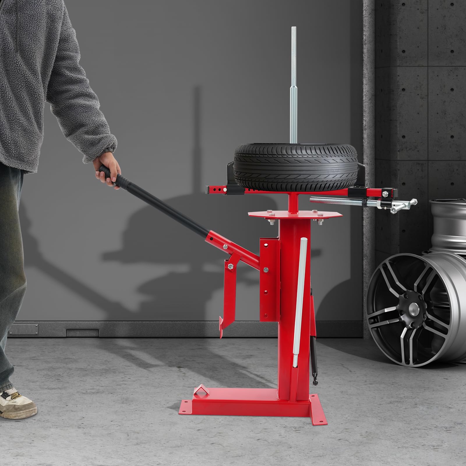 Démonte-pneu manuel en acier au carbone portable pour pneus de 10 à 43 cm, compatible avec voiture, camion, remorque, pour maison, garage et atelier
