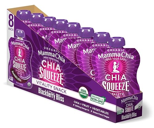 Miniatura 5 de Mamma Chia Organic Vitality Squeeze Snack, Cherry Love and Blackberry Bliss, Chia Vitality Snack, USDA Organic, sin OMG, vegano, sin gluten y