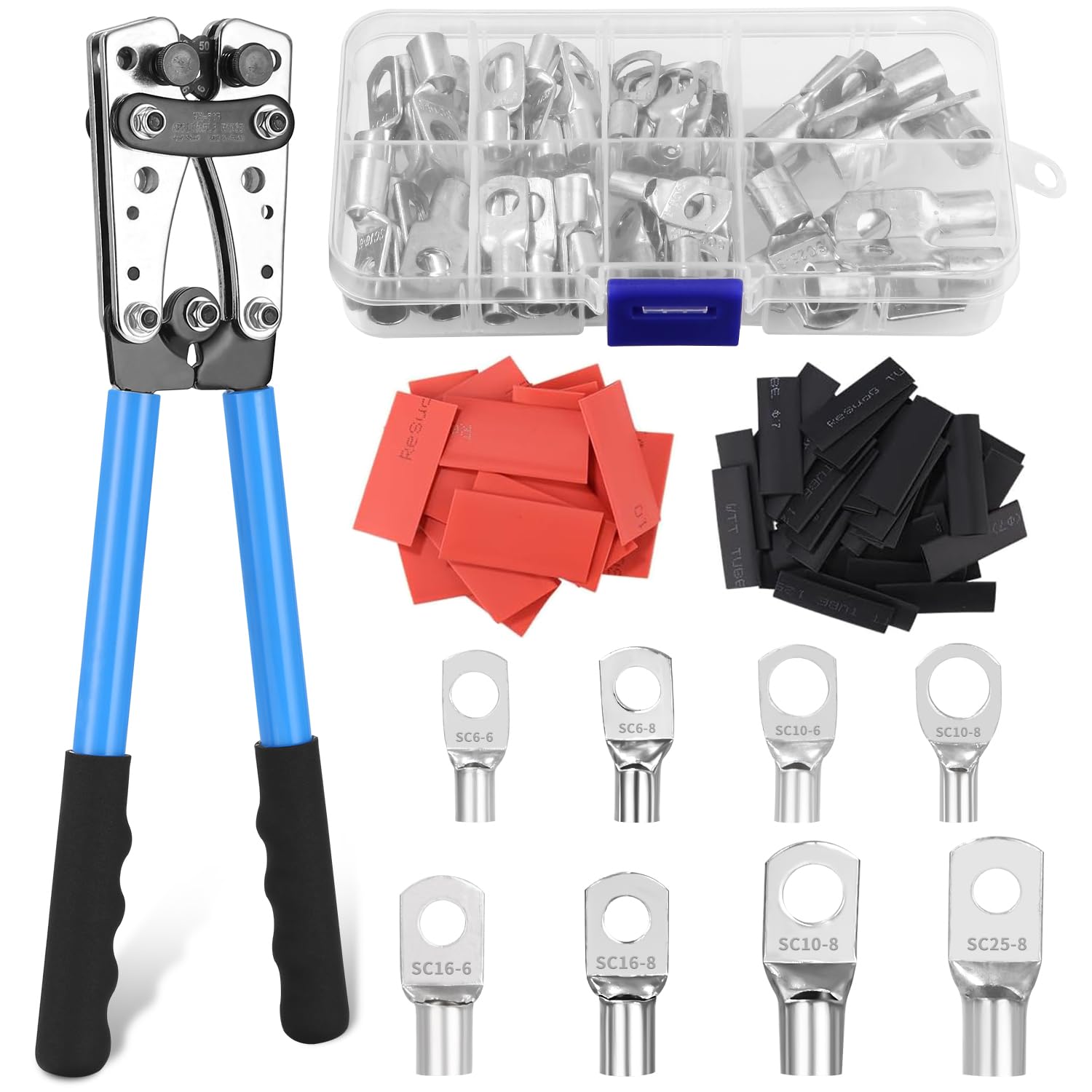 Pinza Crimpatrice Per Capicorda 6-50 Mm² Con 120 Morsetti - Kit Completo Per Cablaggi - Foto 6