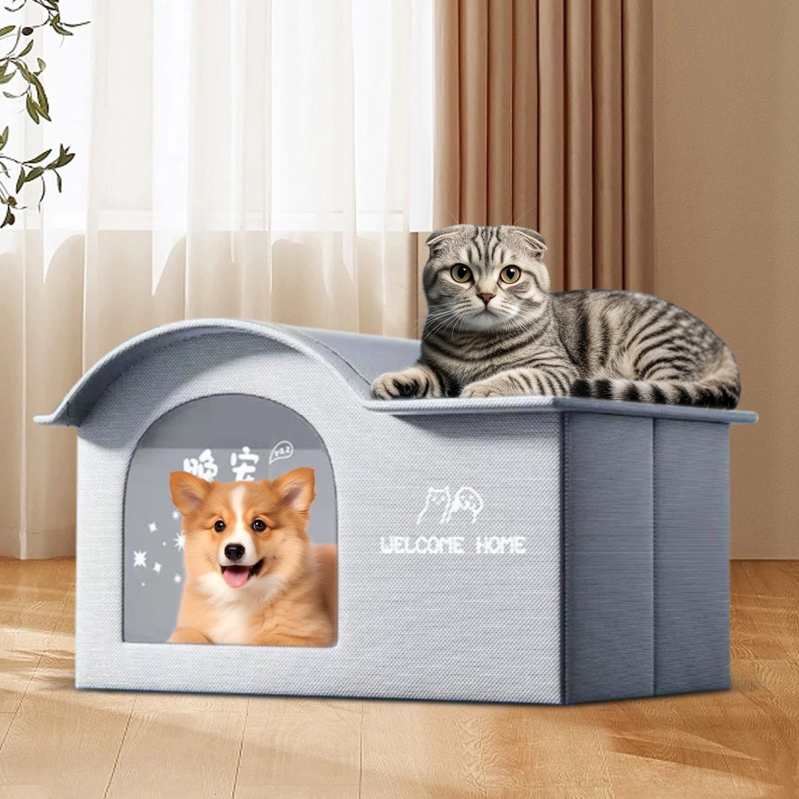 Casa Rinfrescante Per Animali Esterna Rifugio Pieghevole Per Gatti Con Del | Rifugio Ombreggiato Spazioso per Animali Domestici da Appartamento Viaggio Auto Balcone Giardino