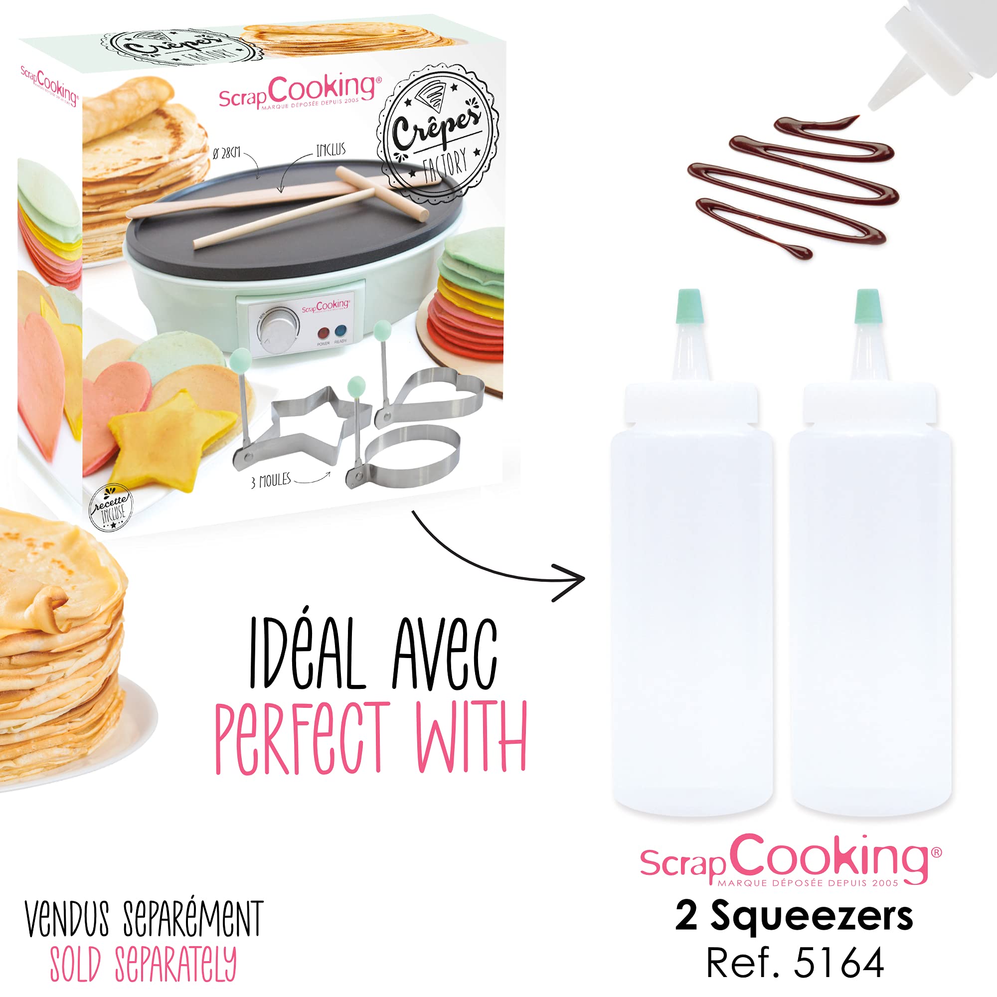 ScrapCooking Crepes Factory Macchina Elettrica Piastra Riscaldante AntiAdesivo Verde acqua