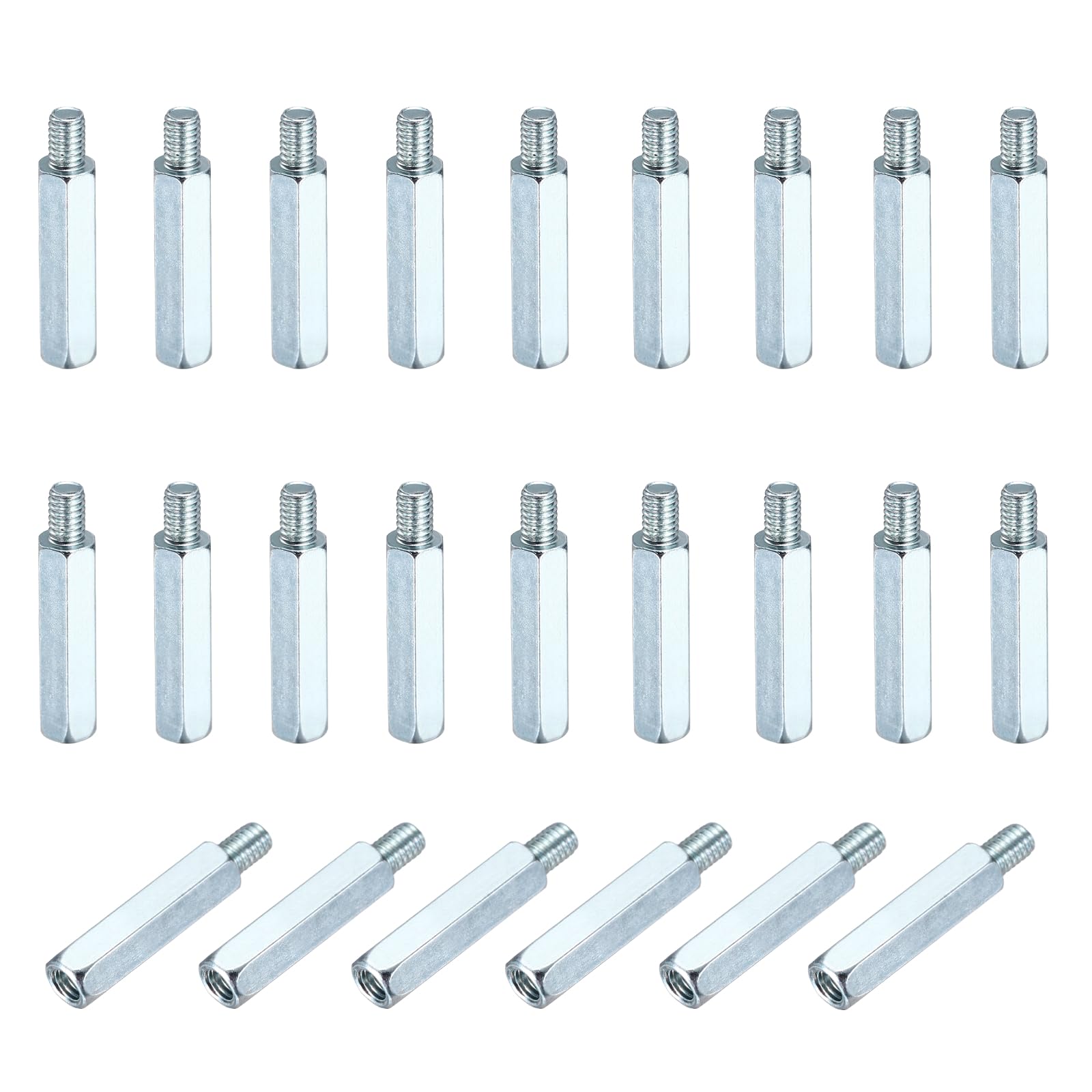 PATIKIL 48pcs M4x22mm+6mm Male Female Hex Standoff, Zinc Plated Iron PCB Motherboard Spacer Standoffs for Computer Cases Circuit Boards FPV Drone Quadcopter, Silver