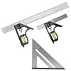 Square Carpentry Metal Set, 3Pcs Combination Square Tools with Bubble Level, 150mm 300mm 7 Inch Multifunctional Right Angle Ruler Set Measuring Tools for Woodworking Engineers Woodworkers