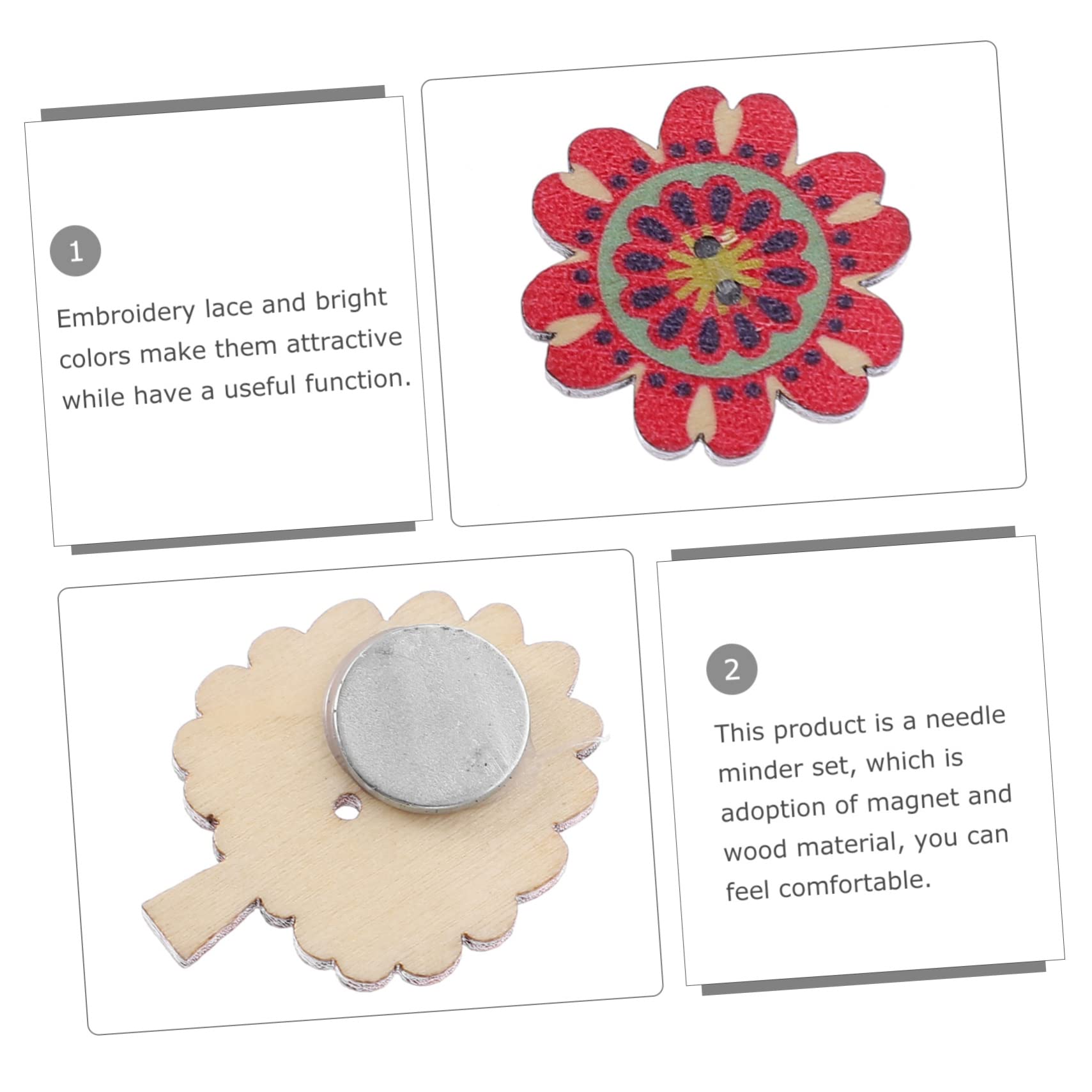 Tofficu 3 Sätze Magnetischer Aufnehmer Sticknadelhalter Magnetische Halterung Nadelhalter Magnet Sticken Zubehör Stickzubehör Kreuzstich-nadelminderer Nähnadelfixatoren Holz 6 Stück * 3