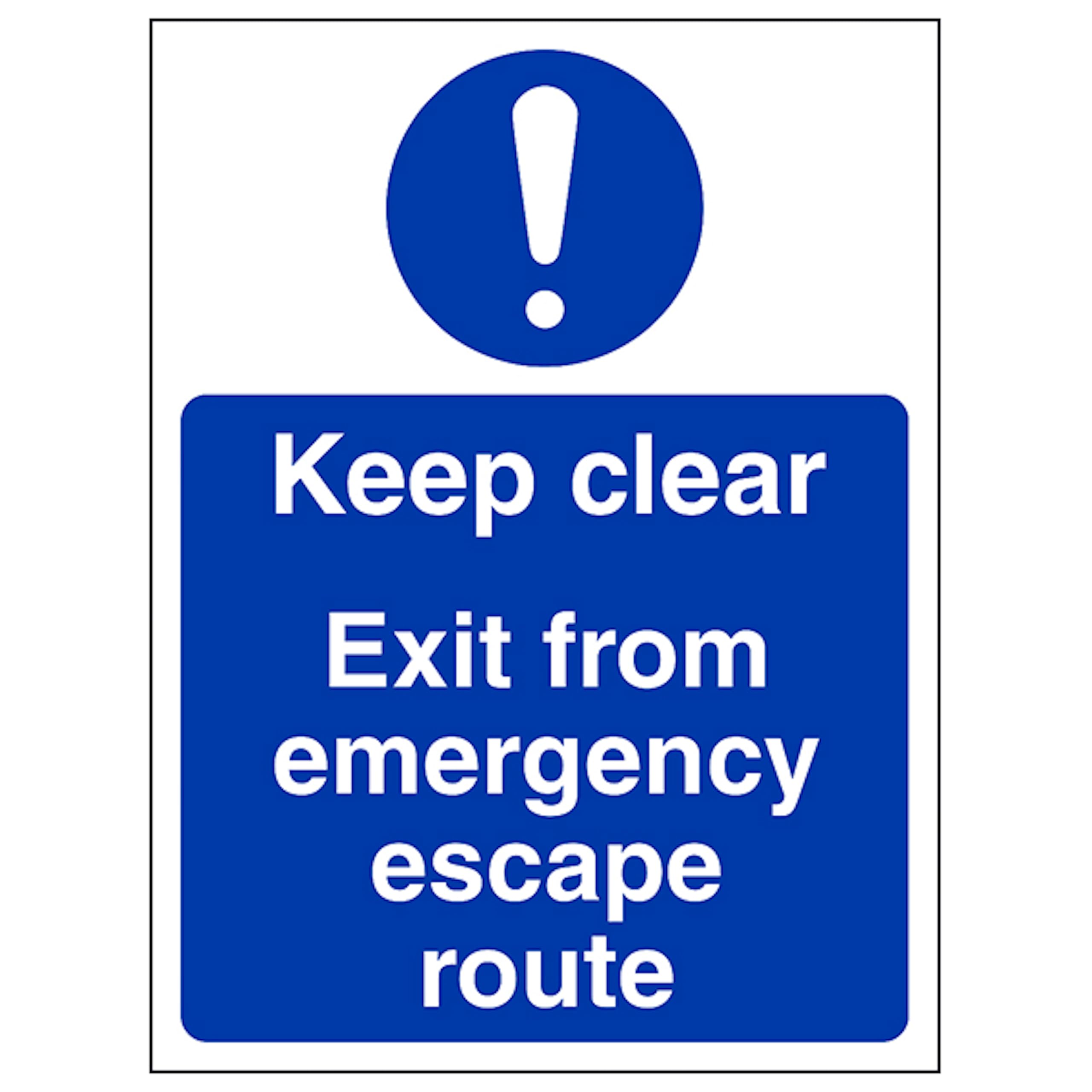 V Safety Keep Clear Exit Emergency Escape - Portrait 150 x 200mm - 2mm Rigid Plastic Safety Sign