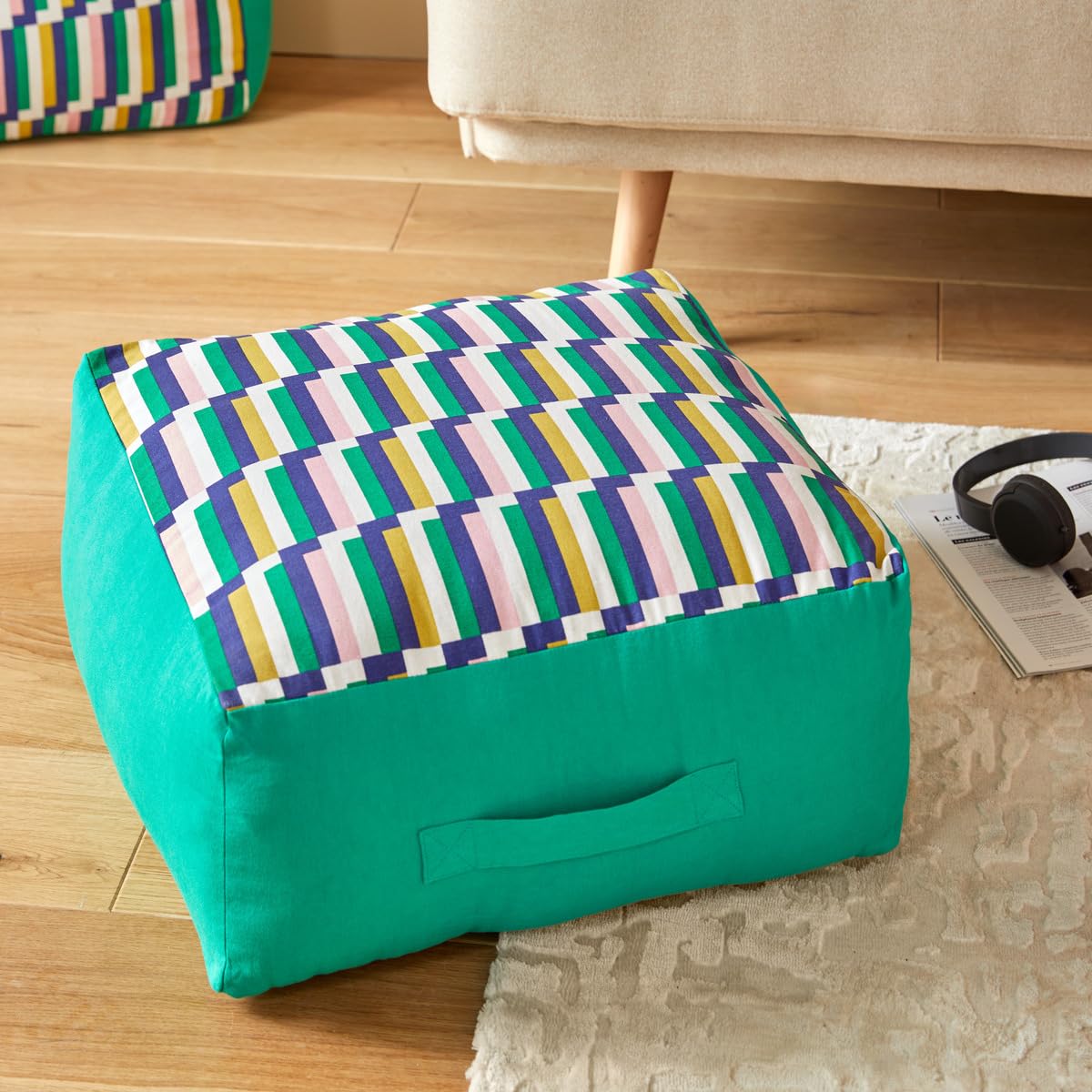 ATMOSPHERA CREATEUR D'INTERIEUR Cojín de Suelo Impreso Disso 48 x 48 x 21 cm Verde