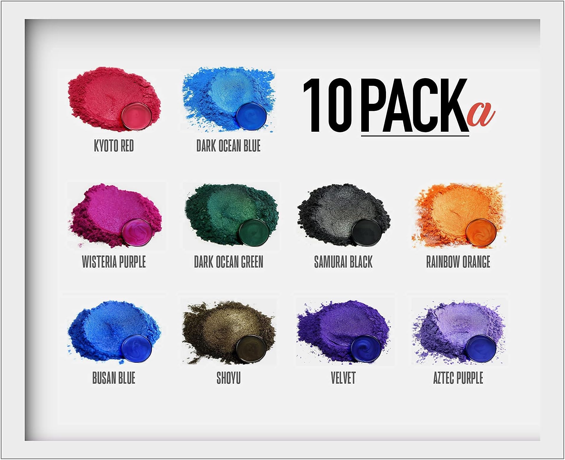 Pigments Variety Mica Pigment Powder Set A - Epoxy Resin Art - Woodworking - Cosmetic Grade Mica Powder - Bath Bombs - Pigment Powder Variety Pack - 50g - Non-Toxic - Skin Safe