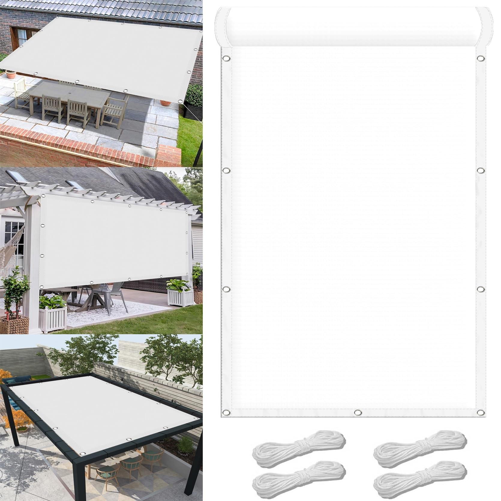 Voile d'ombrage de jardin blanc idéal pour repas sur la terrasse