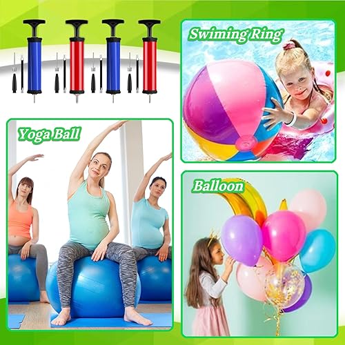 Miniatura 7 de 100PCS Portable Ball Pump Kits for Sports with Needle Nozzles Extension Hose, Air Pump for Basketball Football Soccer Volleyball, Blue and Red