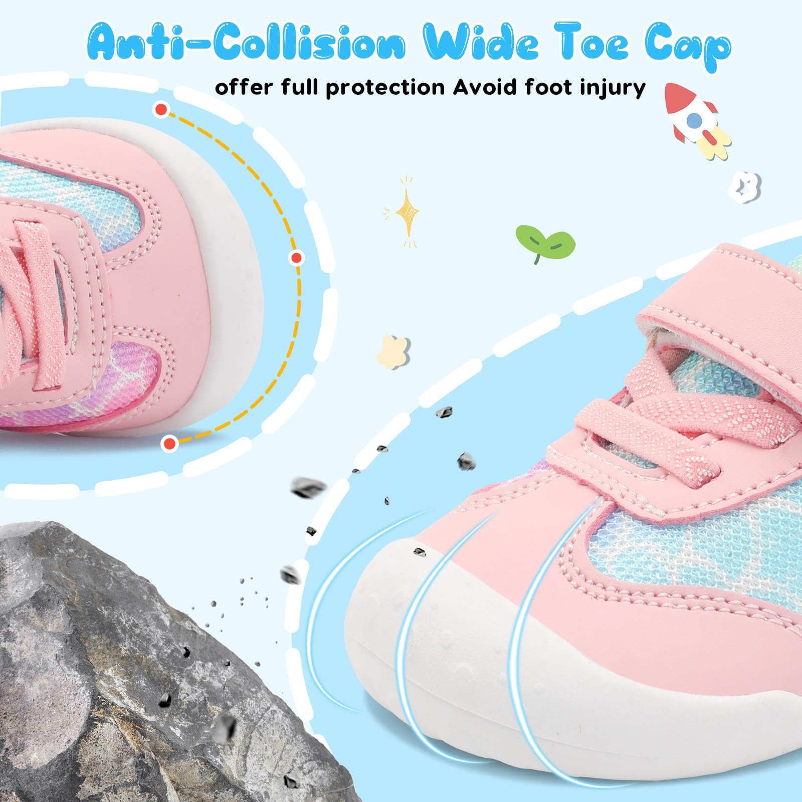 JIASUQI Baby Barefoot Shoes Boy Girls First Walking Shoe Infant Breathable Sneakers Lightweight Non-Slip Crib Shoes Indoor Outdoor - 2