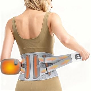 arboleaf Lumbar Support Back Brace – Adjustable 360° Wrap Compression Belt with 26° Curve, Dual Stability Bars, 3-Heat Levels, USB-C Removable Battery, Lower Back Support Belt for Men and Women (Large)
