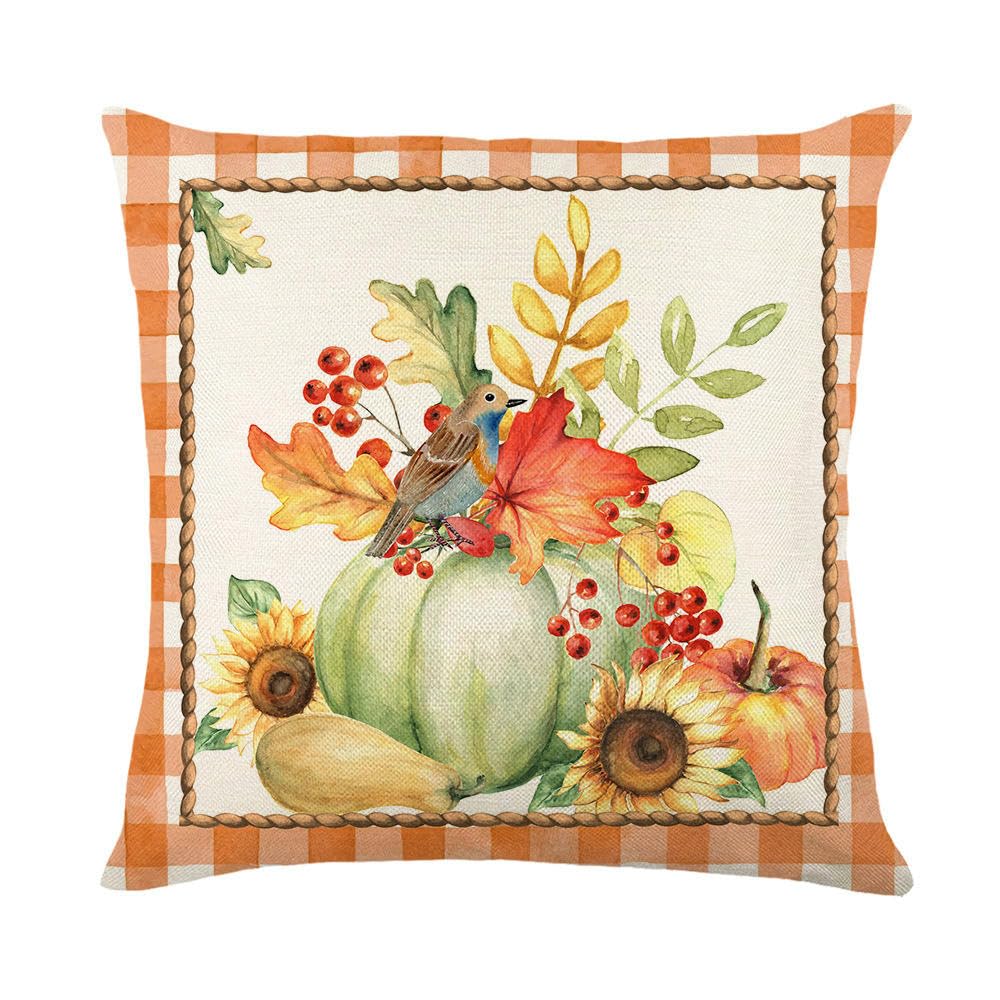 Housse de Coussin Imprimée Citrouille d'Automne : Créez un Salon Chaleureux