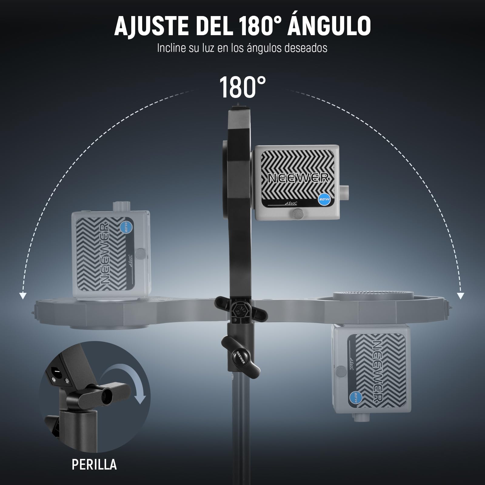 neewer Bowens - Adaptador de Montaje Mini Mount a Bowens, Anillo Adaptador con Base de Paraguas, Receptor de 5/8", inclinación de 180° y rotación de 360°, para Lámpara de Vídeo de Mano Neewer