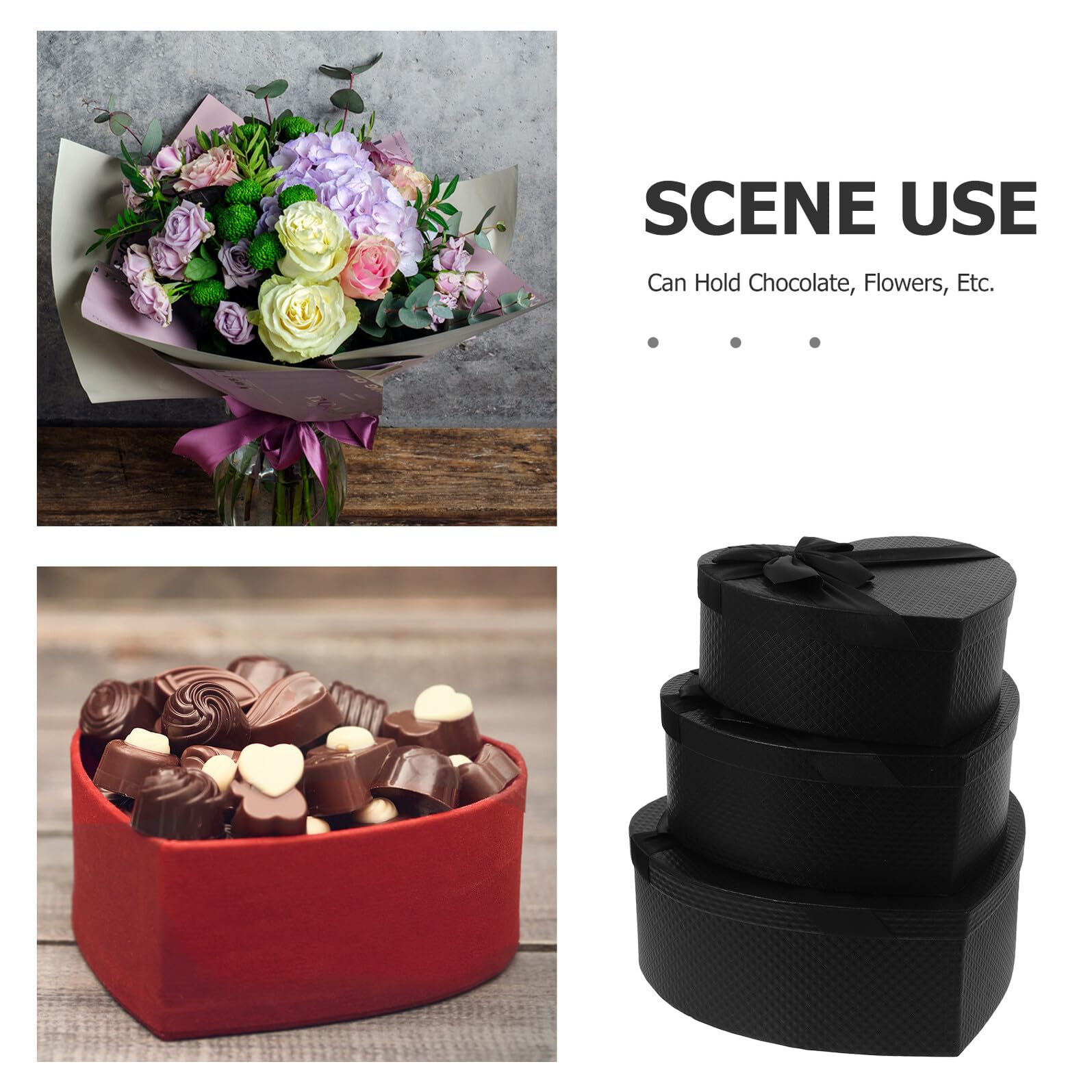 BELLIFFY 3 Stück Pack Herzförmige Geschenkboxen Blumenkarton in Großzügig Mittel Klein Robuster Geschenkkarton für Pralinen Blumen Valentinstag Vielseitige Aufbewahrung für Besondere