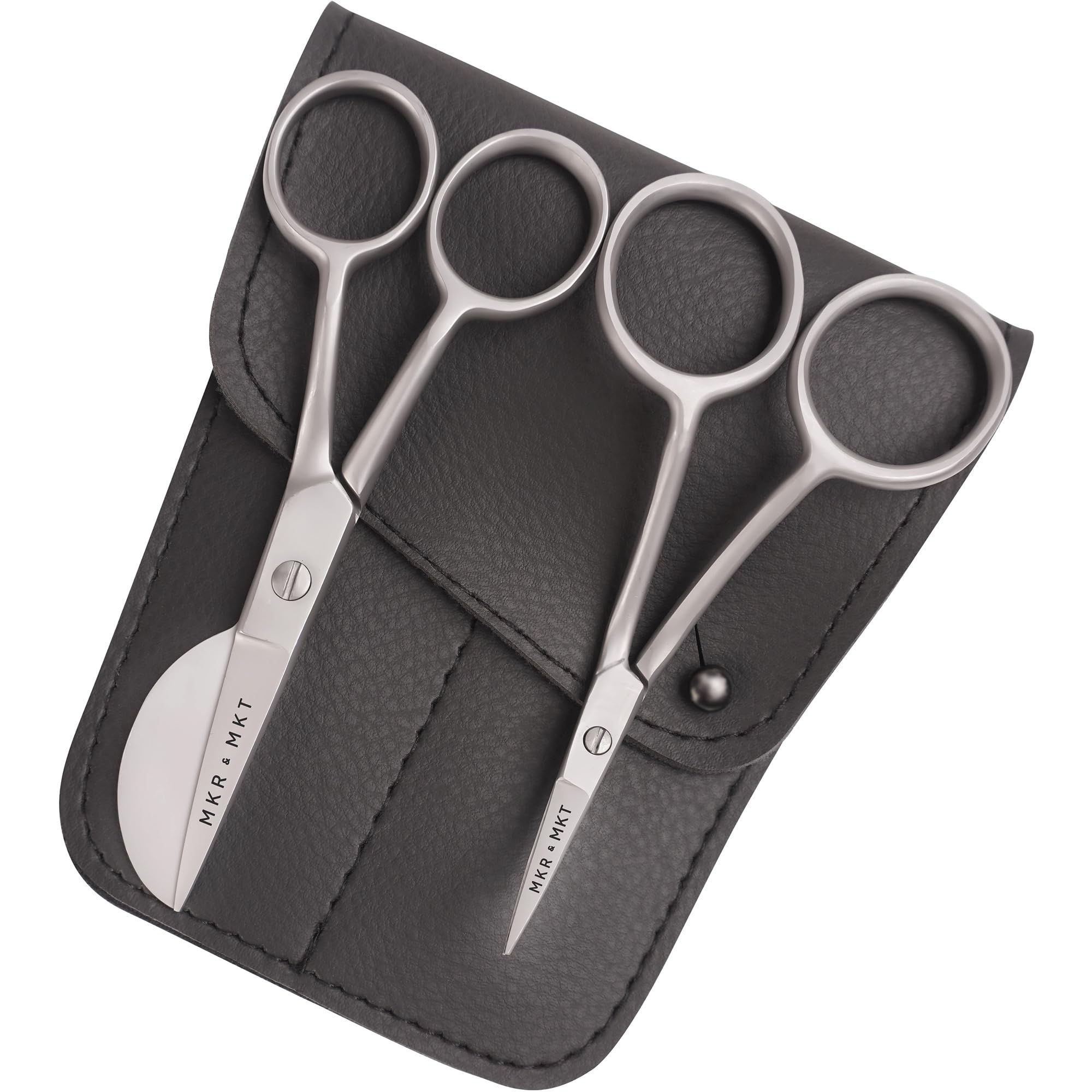 Juego de 2 tijeras pequeñas de bordado de 4.5 pulgadas, mini pico de pato de doble curva y hoja larga de doble curva con funda de bolsa (satinado)