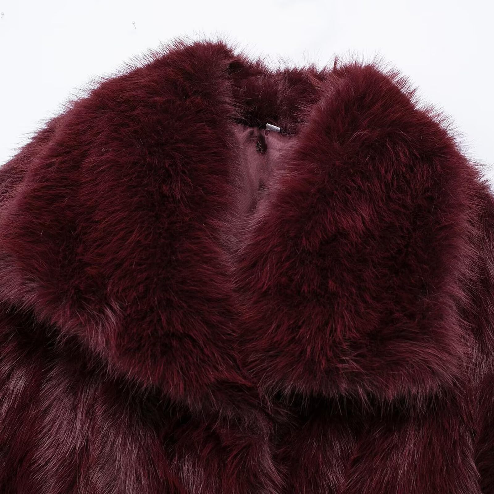 Giacca corta da donna in finta pelliccia a pelo lungo, con maniche lunghe e bottoni, calda, invernale, con tasche