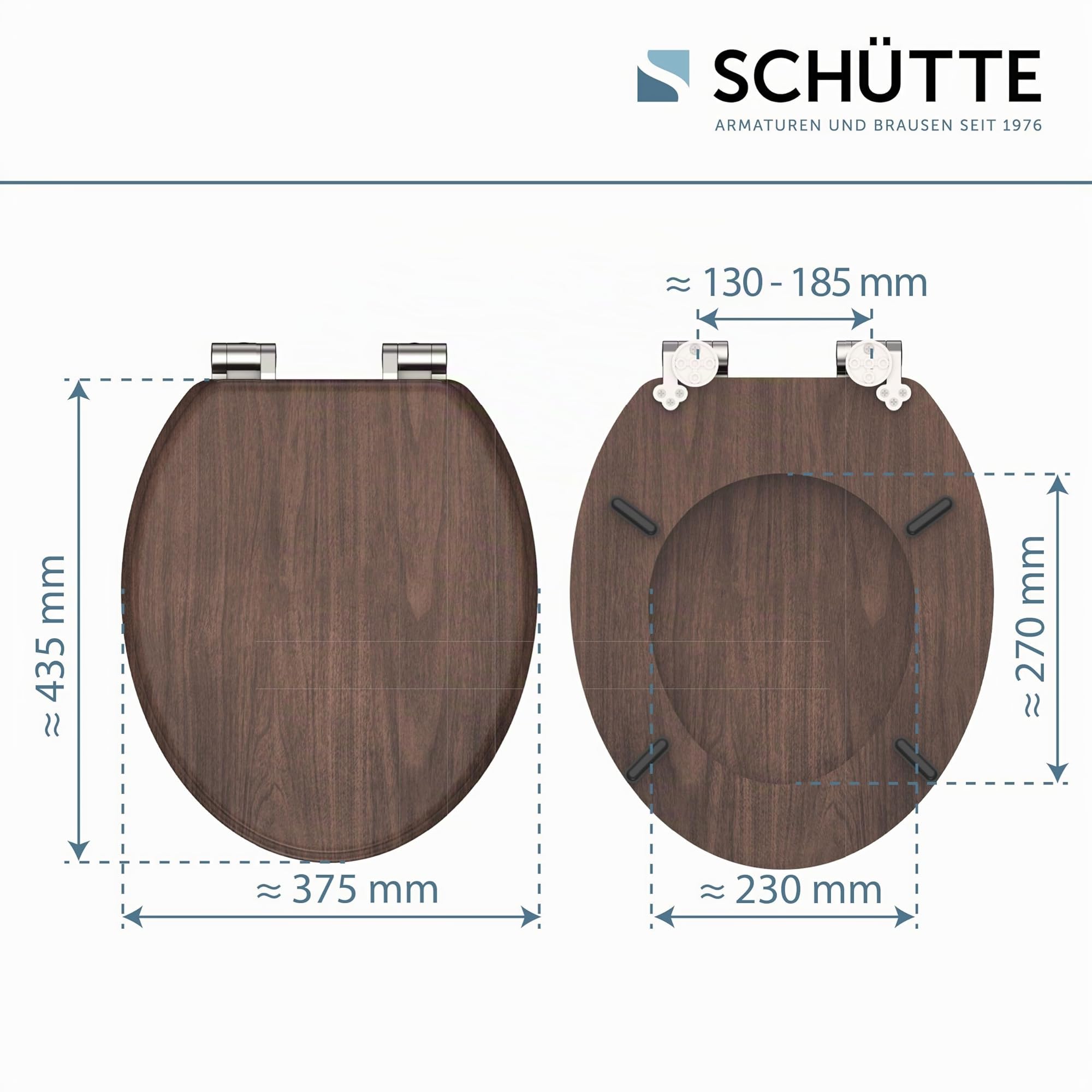 SCHÜTTE DARKWOOD Siège de WC avec abaissement automatique en bois, siège de toilettes avec abattant de toilettes avec motif (charge maximale de la lunette 150 kg), couleur bois