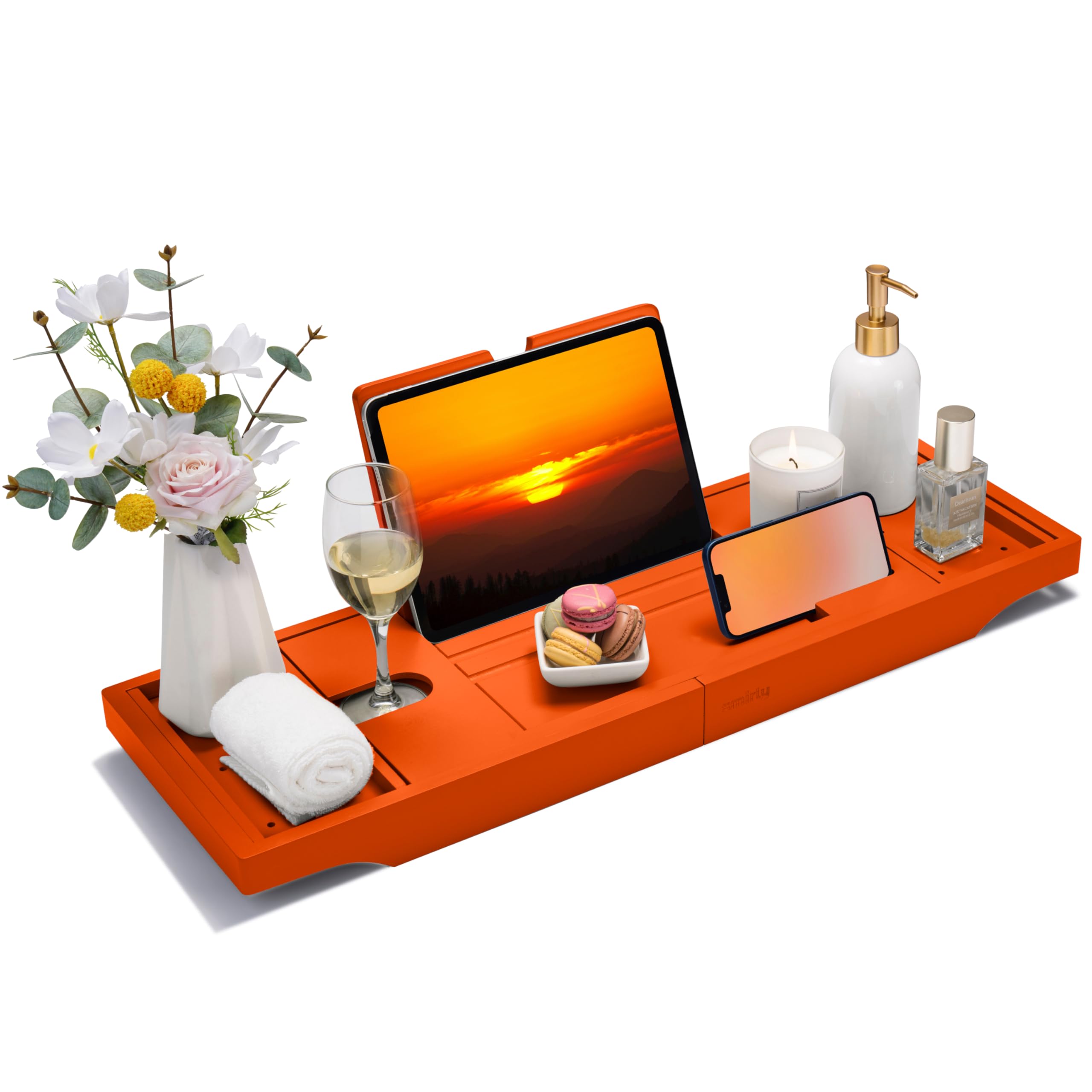 Amazon.com: SMIRLY Expandable Bamboo Bathtub Tray, Bath Tray for Tub ...