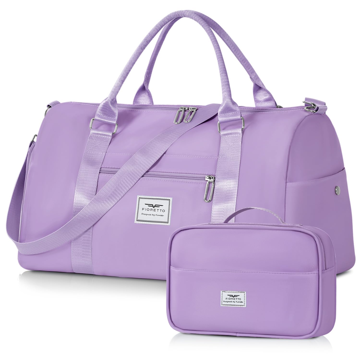 FIORETTO Womens Gym Tote Duffle Bag with Toiletry Bag, Sports Duffel Overnight Hospital Workout Carry on Bag for Girls with Wet Pocket & Shoe