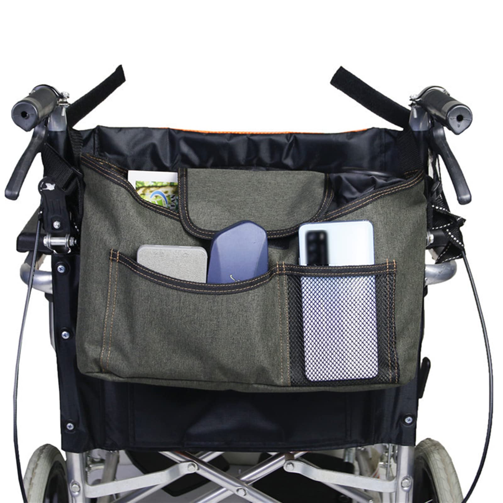 Bolsa para Silla De Ruedas con 6 Bolsillos De Almacenamiento, Mochila para Silla De Ruedas De Gran Capacidad para Andador, Andador, Accesorios para Scooter De Movilidad,Grey