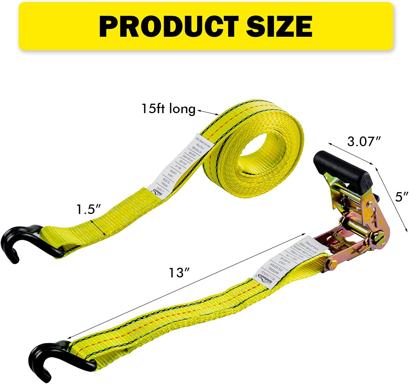 Autofonder 4pcs 1-1/2 x 15 ft Heavy Duty Ratchet Cargo Tie Down Straps 3000 lbs Tie-Down Ratcheting Straps Wire Hook Ends, J-Hook Ratchet Strap TieDowns : Tools & Home Improvement