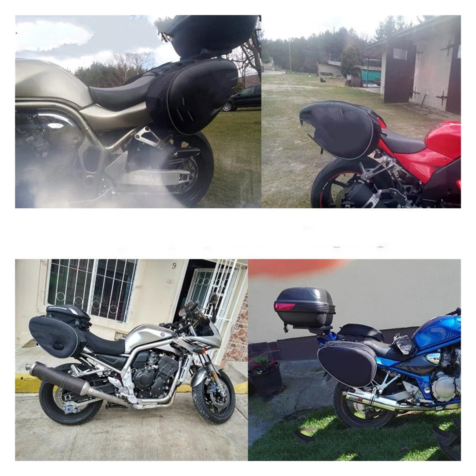 Bolsas Viaje para Casco Lateral Motocicleta + Cubierta para Lluvia Un Par Impermeables para Sillín Bolsa Moto(Oxford Cloth)