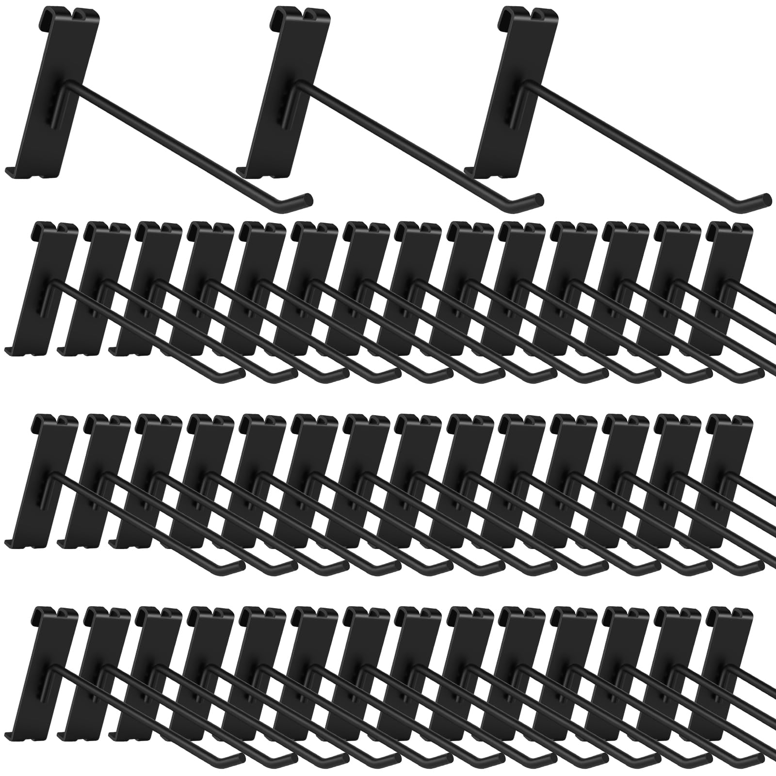 Waltool 20Pcs Gridwall Hooks, Metal Grid Panel Hanging Peg Hooks, Grid Wall Accessory for Clothes Storage, Home Organization, Retail Display (Black, 6"/15CM)