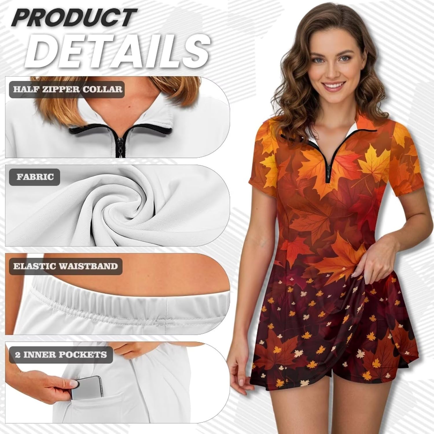 Womens Polo Tennis Dress Collared Short Sleeve Ruffle Golf Sports 1/4 Zip Workout Mini Summer Dresses Plus Size
