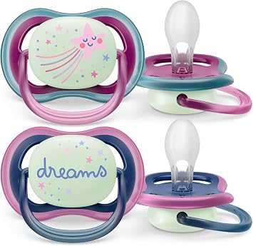 Philips Avent Ultra Air Night Pacifier 6-18 Months, Pack of 2, Girls