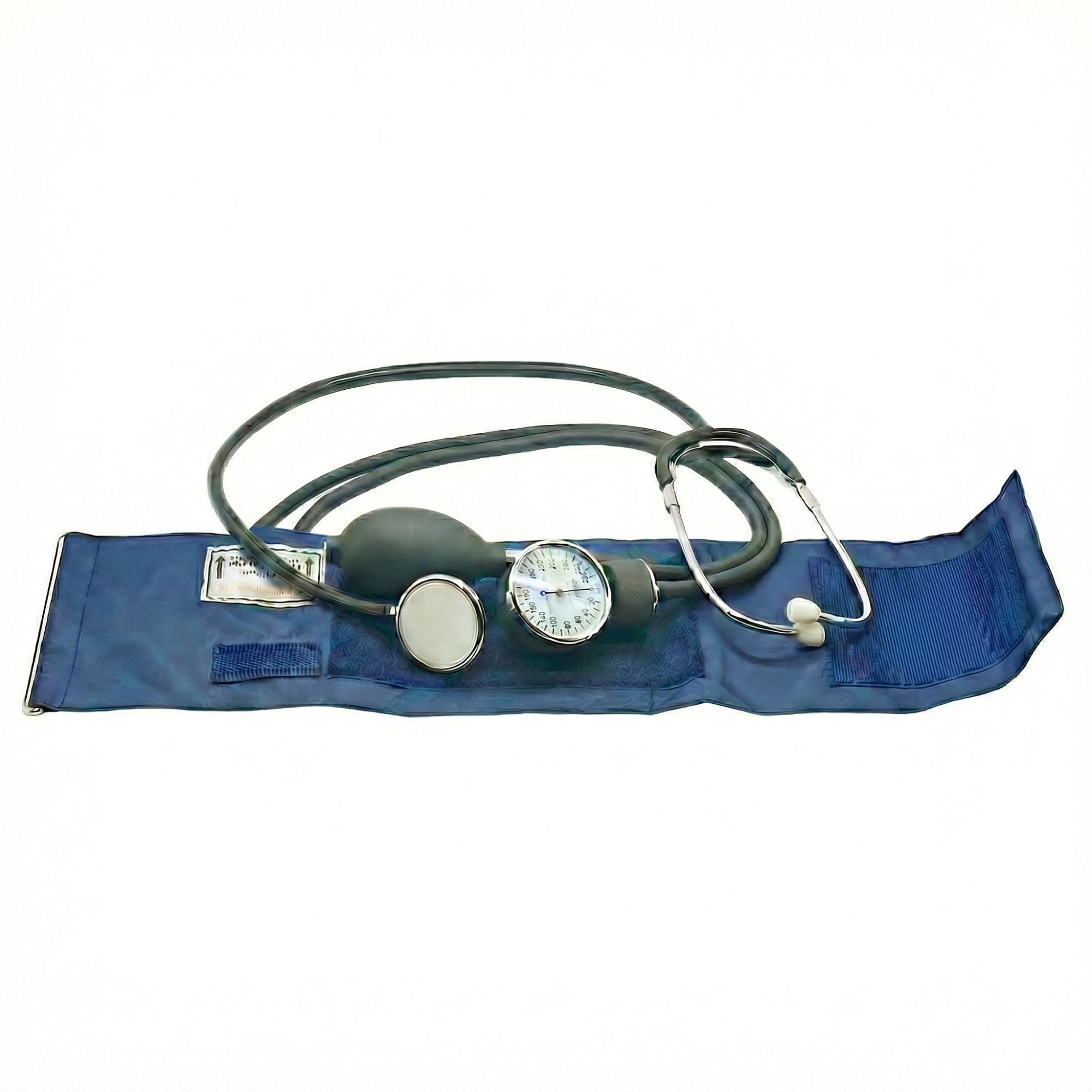 Tensiómetro de Brazo Manuales con Estetoscopio Doble Campana, Esfigmomanómetro Aneroide, Bolsa para Servicios de Socorro, Médico, Consultorio, Azul Negro