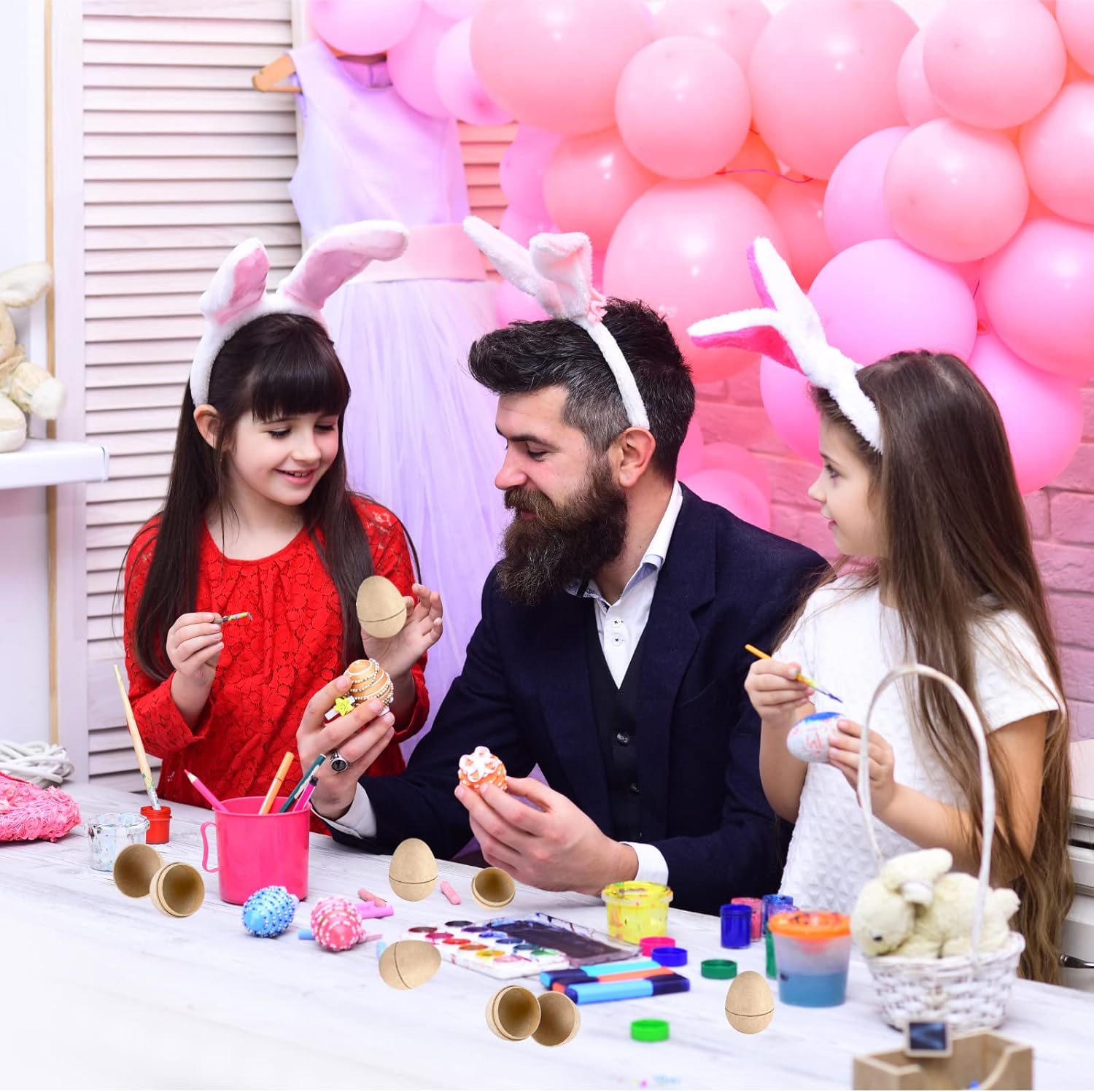 100 Pcs DIY Paper Mache Easter Eggs, Easter Craft Supplies Blank Paper Eggs for Decorating Fillable Paint Your Own Eggs for Easter Party Ornaments Children Egg Hunt Basket Stuffers Fillers (100)