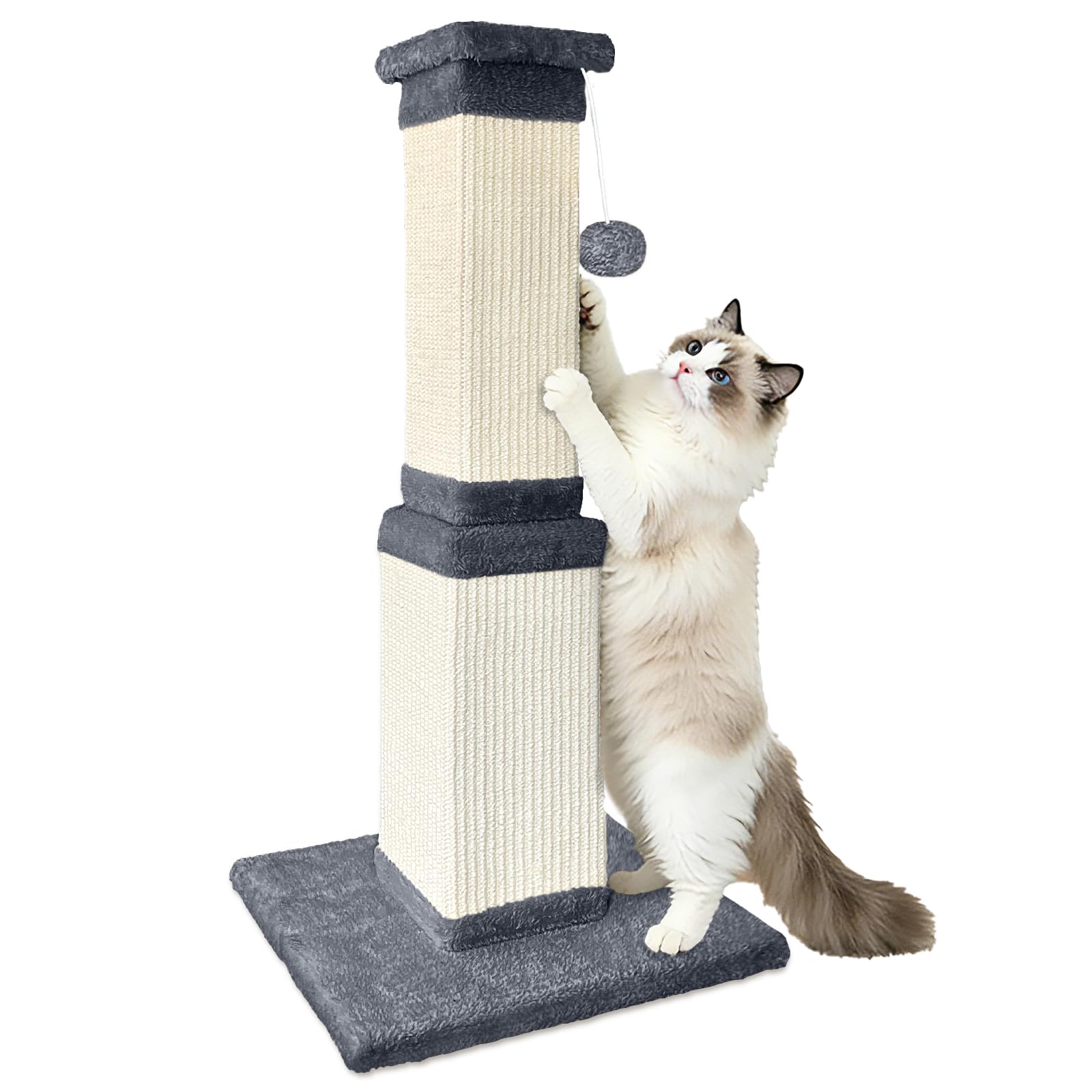 AGYM Cat Scratching Post for Large Cats, Cat Scratcher for Indoor Cats Adults, Sturdy Sisal Scratch Post to Protect Furniture, 81cm, Deep Grey