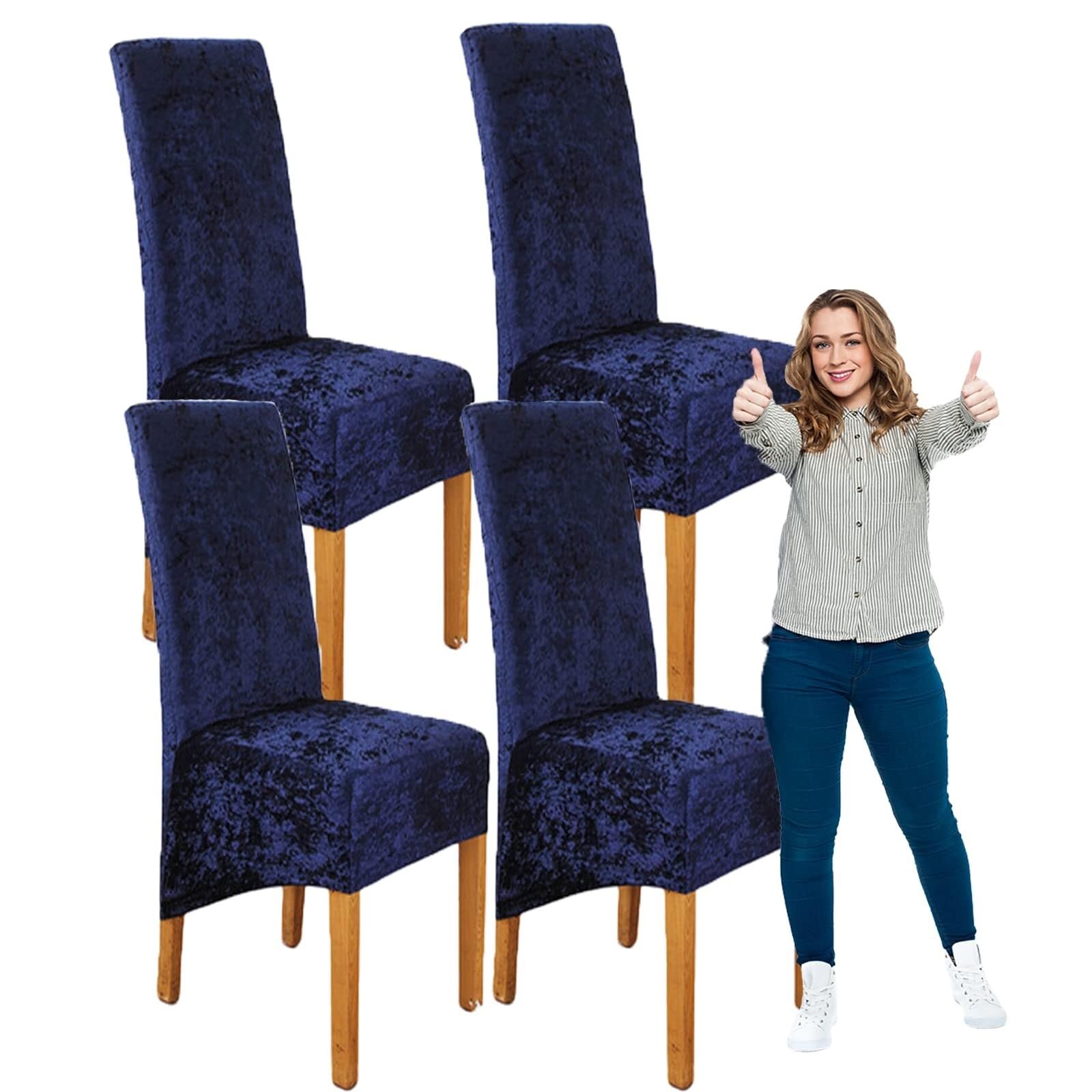NMVAWIPT Crushed Velvet Dining Chair Covers Elastic Stretch Washable Removable Protective Seat For Wedding Banquet Party(#90,4pcs)