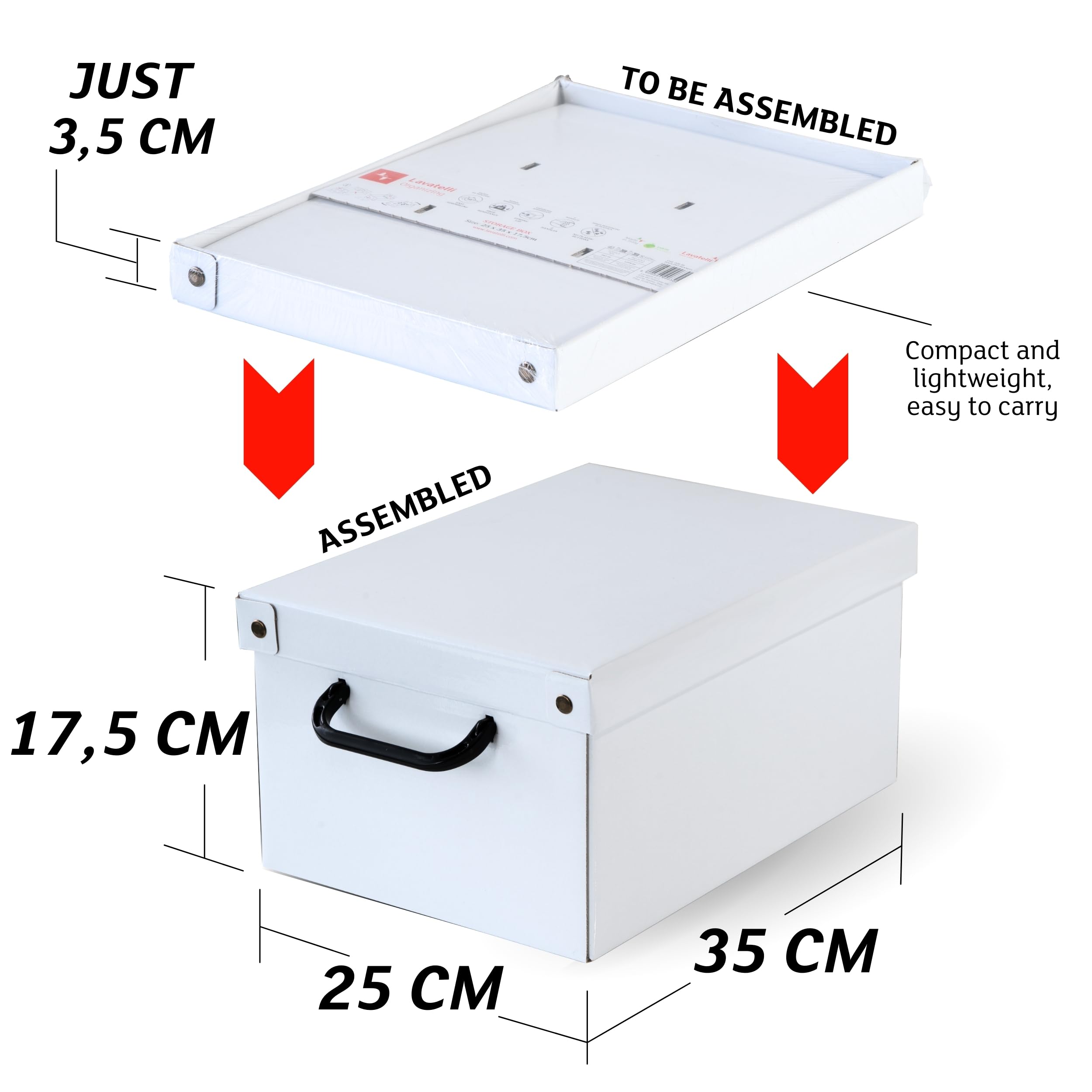 Lavatelli Baulino Bianco, Decorative Storage Box with Lid, Strong Cardboard Organiser for Clothes Toys & Office - Image 3